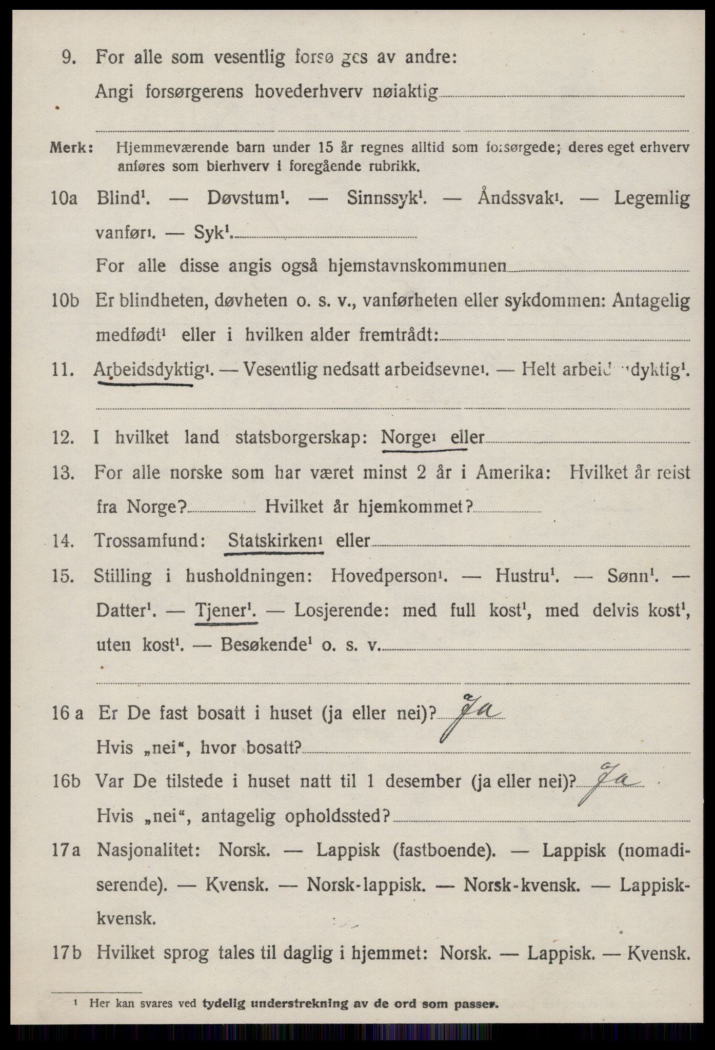 SAT, 1920 census for Agdenes, 1920, p. 2720