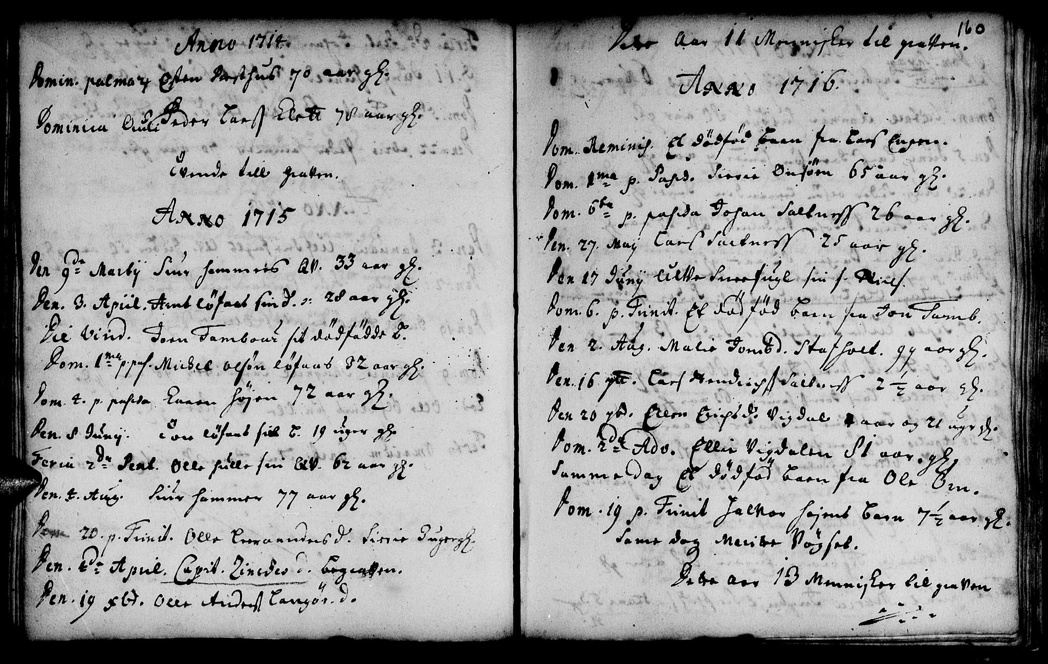 Ministerialprotokoller, klokkerbøker og fødselsregistre - Sør-Trøndelag, SAT/A-1456/666/L0783: Parish register (official) no. 666A01, 1702-1753, p. 160
