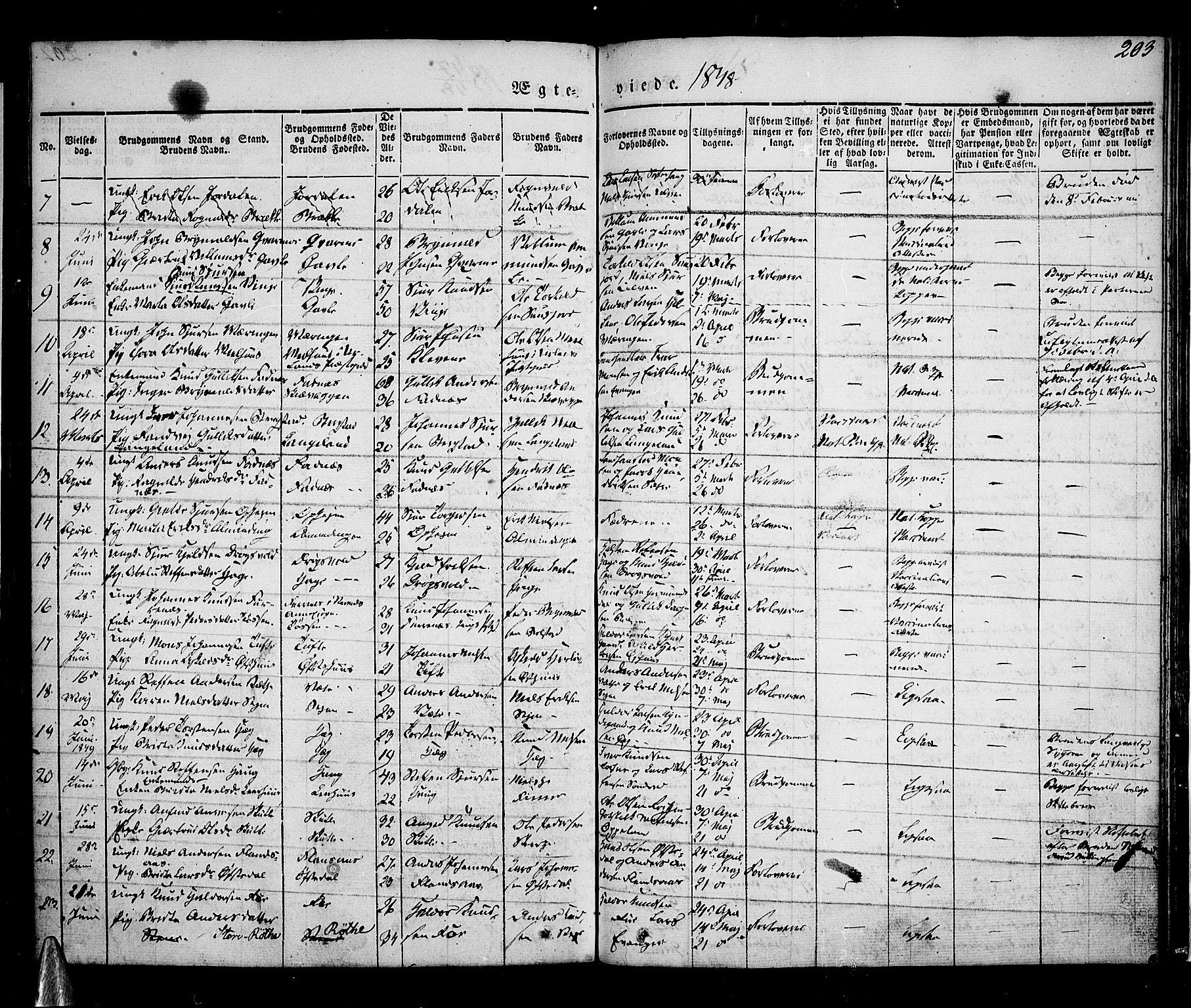 Voss sokneprestembete, SAB/A-79001/H/Haa: Parish register (official) no. A 13, 1836-1851, p. 203