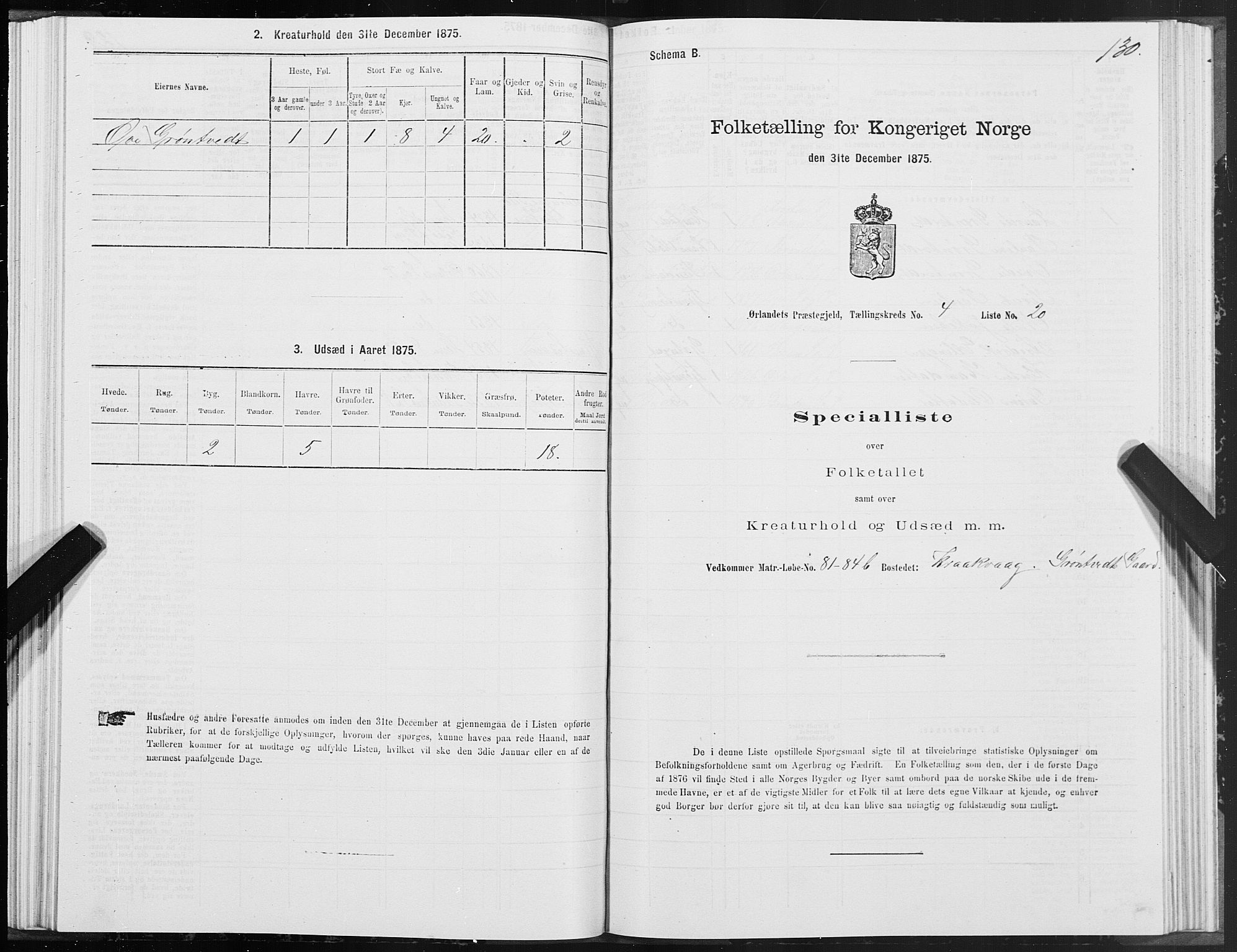 SAT, 1875 census for 1621P Ørland, 1875, p. 2130