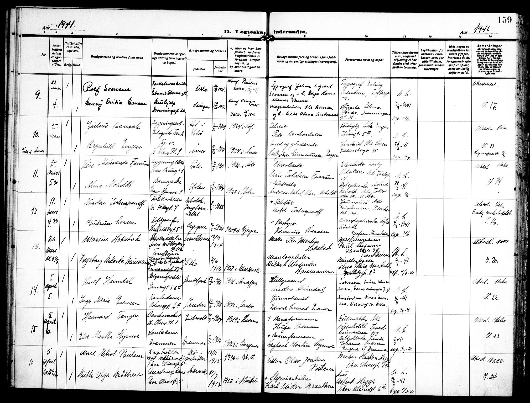 Trefoldighet prestekontor Kirkebøker, AV/SAO-A-10882/H/Ha/L0005: Banns register no. 5, 1932-1952, p. 159