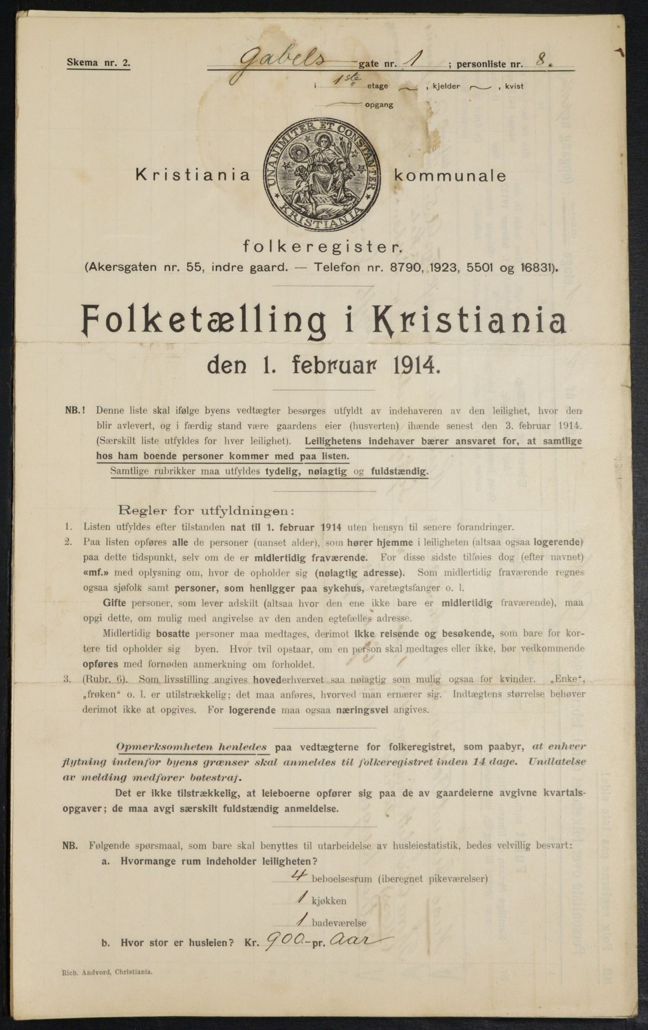 OBA, Municipal Census 1914 for Kristiania, 1914, p. 28668