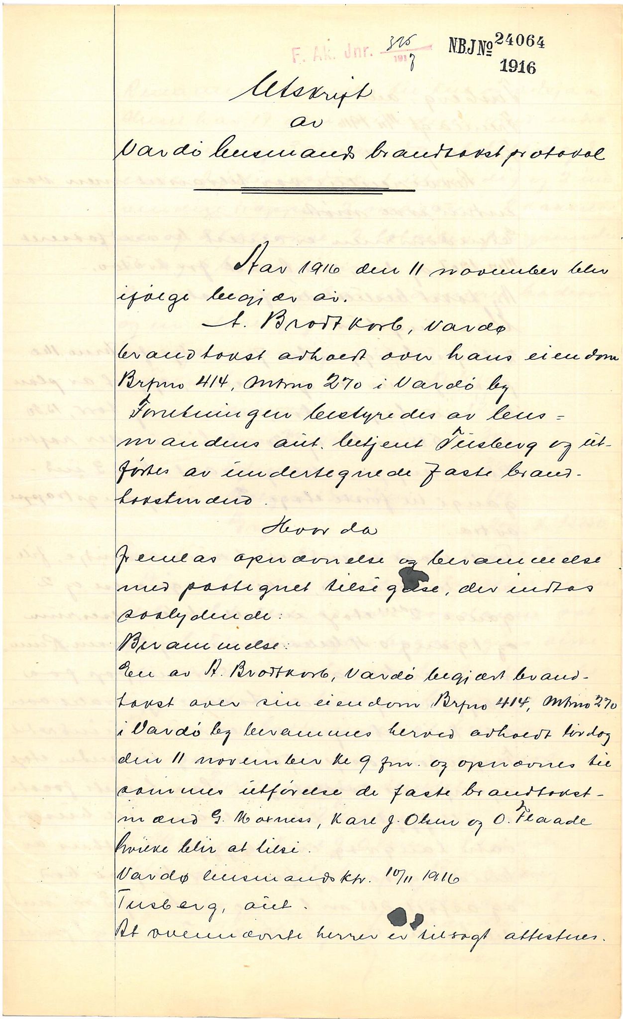 Brodtkorb handel A/S, VAMU/A-0001/Q/Qb/L0001: Skjøter og grunnbrev i Vardø by, 1822-1943, p. 339