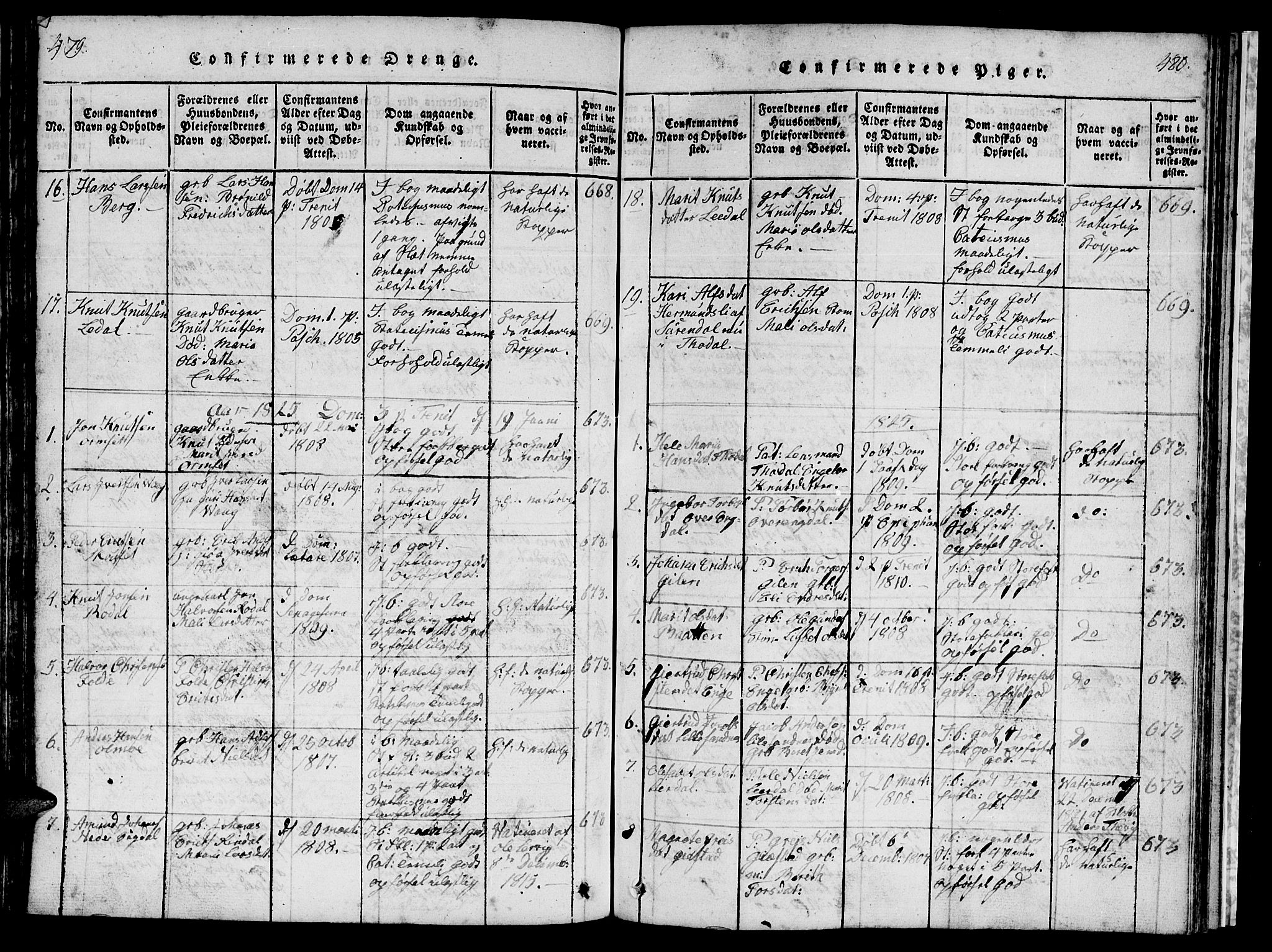 Ministerialprotokoller, klokkerbøker og fødselsregistre - Møre og Romsdal, AV/SAT-A-1454/578/L0908: Parish register (copy) no. 578C01, 1819-1837, p. 479-480