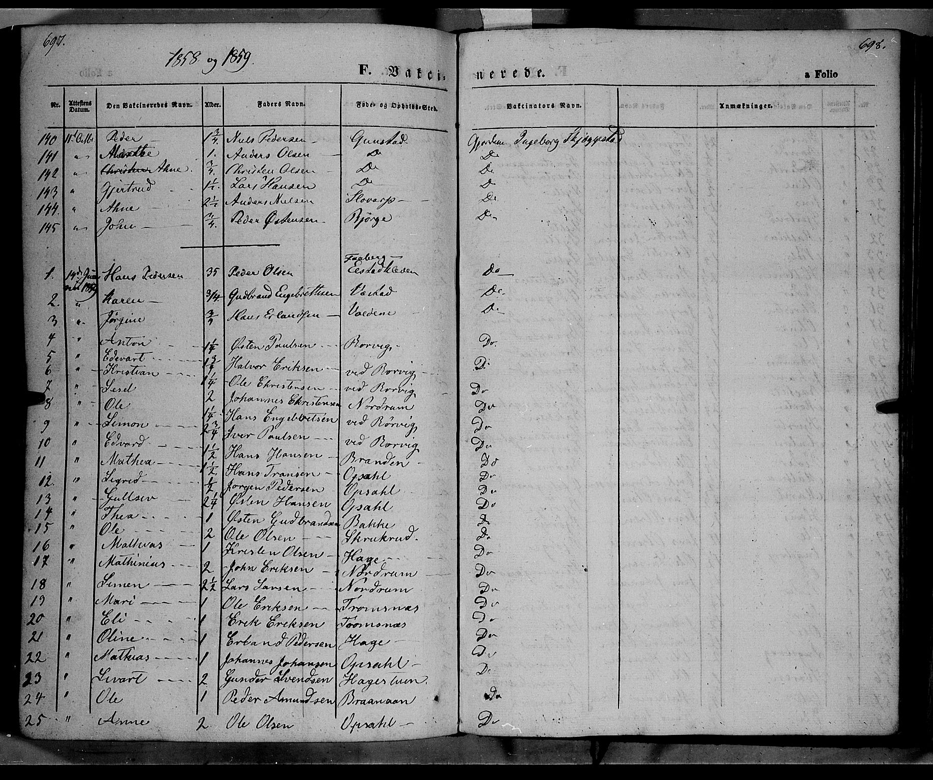 Ringebu prestekontor, SAH/PREST-082/H/Ha/Haa/L0006: Parish register (official) no. 6, 1848-1859, p. 697-698