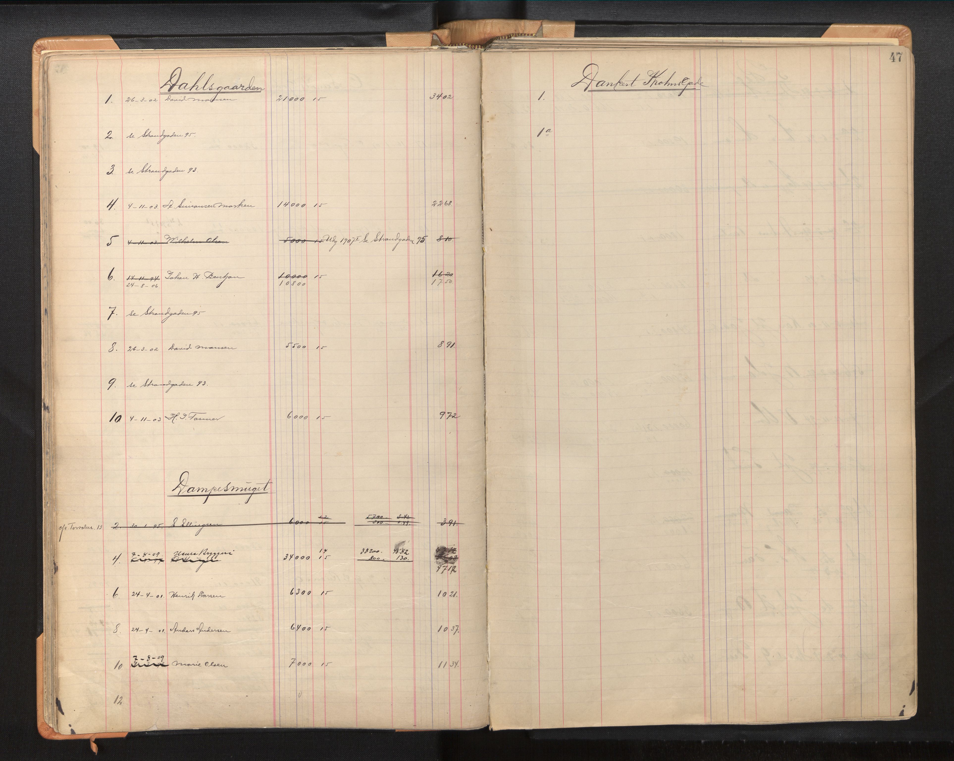 Byfogd og Byskriver i Bergen, AV/SAB-A-3401/11/11Db/L0002b: Register til branntakstprotokoll og branntakstkontingent, 1911, p. 47