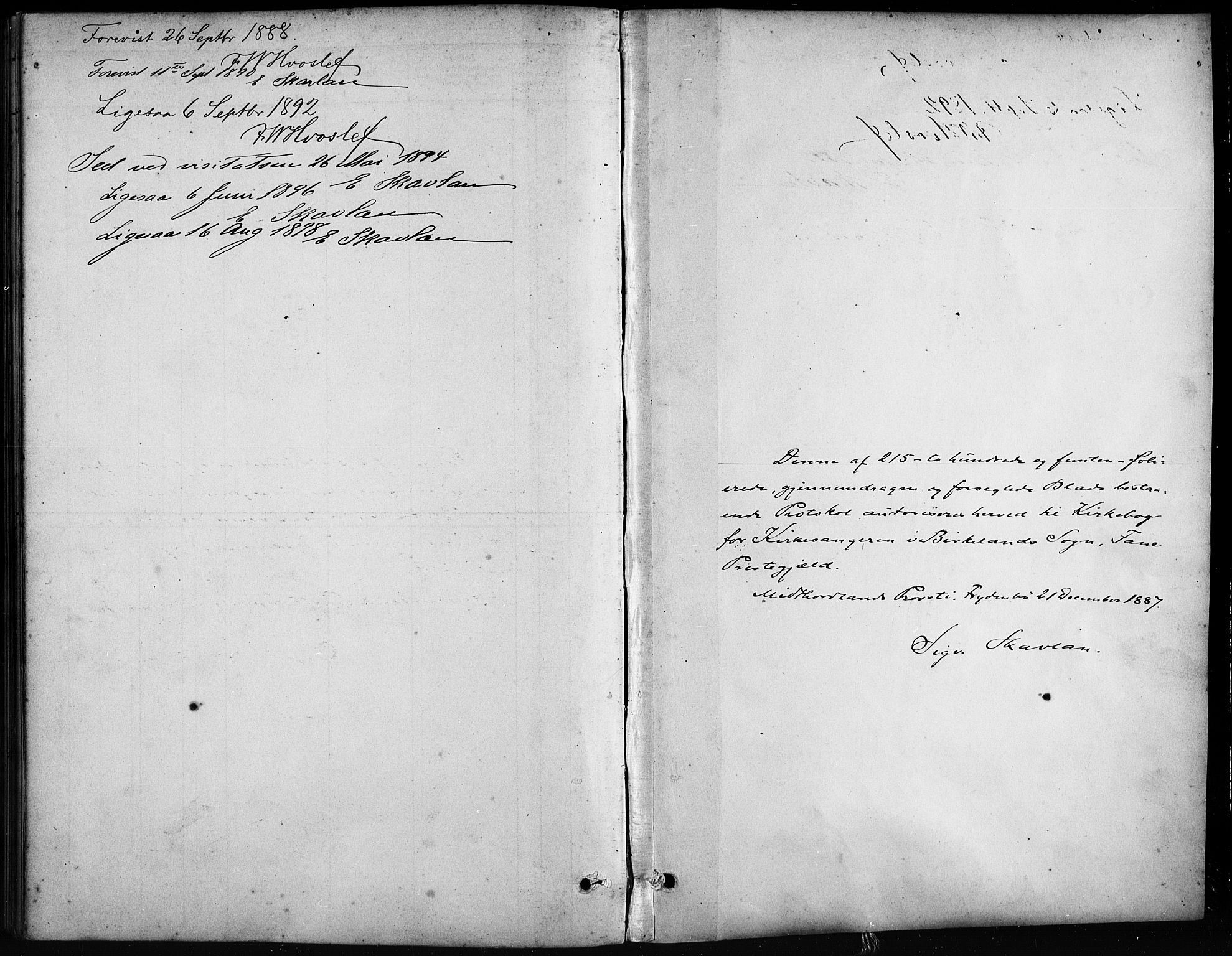 Birkeland Sokneprestembete, SAB/A-74601/H/Hab: Parish register (copy) no. A 4, 1888-1897