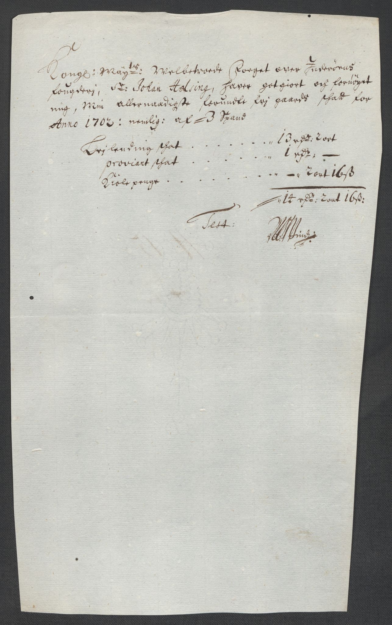 Rentekammeret inntil 1814, Reviderte regnskaper, Fogderegnskap, AV/RA-EA-4092/R63/L4312: Fogderegnskap Inderøy, 1701-1702, p. 414