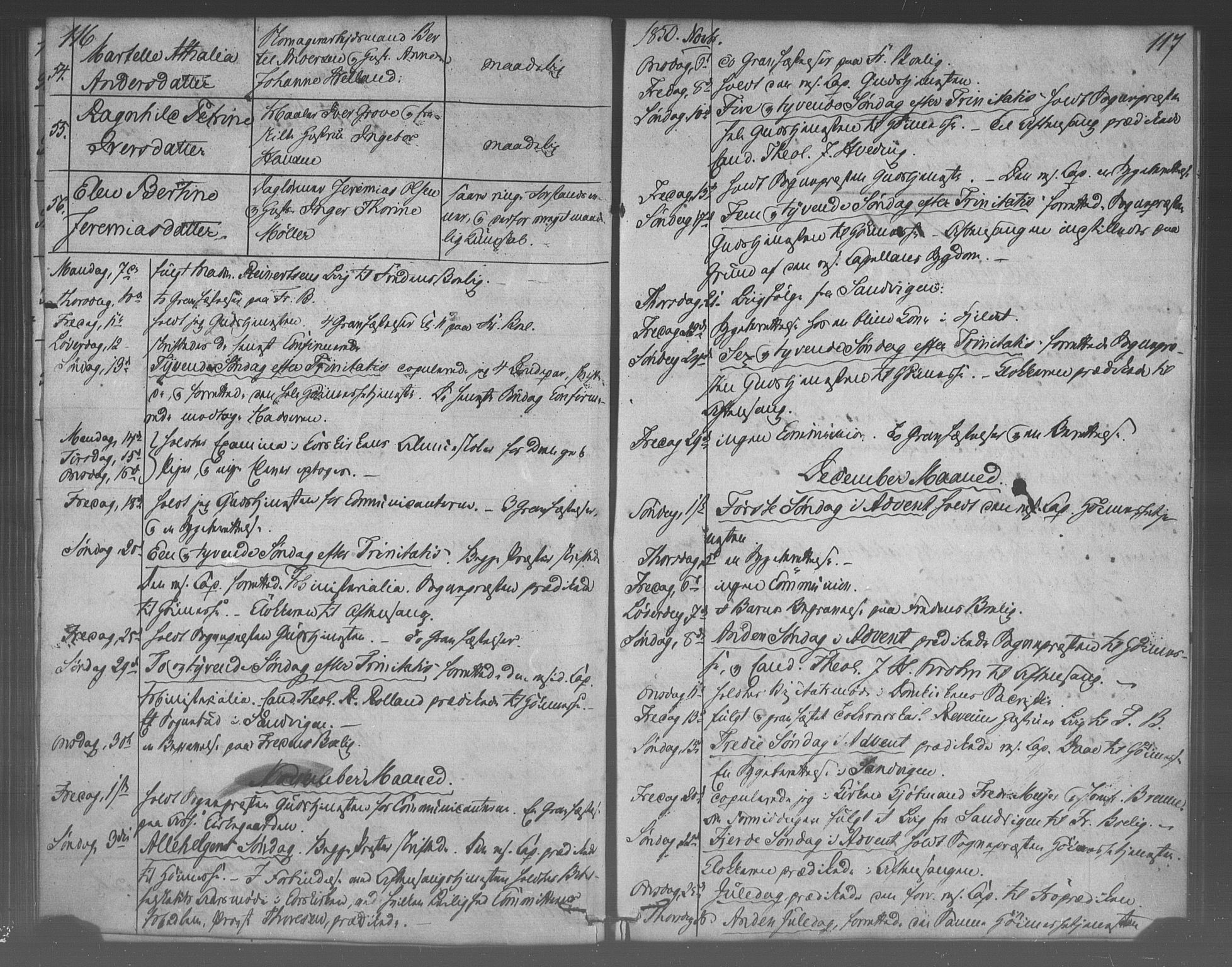 Korskirken sokneprestembete, AV/SAB-A-76101/H/Haa/L0067: Curate's parish register no. A 2, 1844-1854, p. 116-117