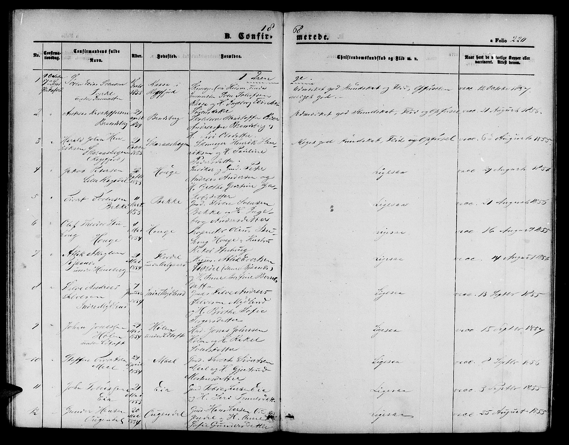 Sokndal sokneprestkontor, SAST/A-101808: Parish register (copy) no. B 3, 1865-1879, p. 220