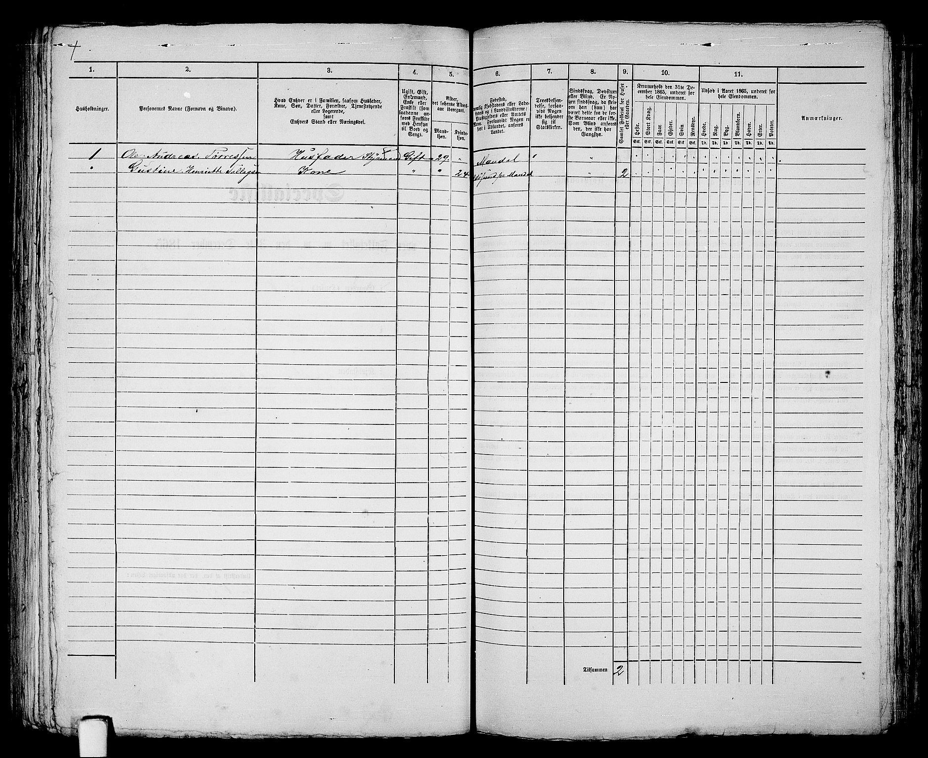 RA, 1865 census for Mandal/Mandal, 1865, p. 281