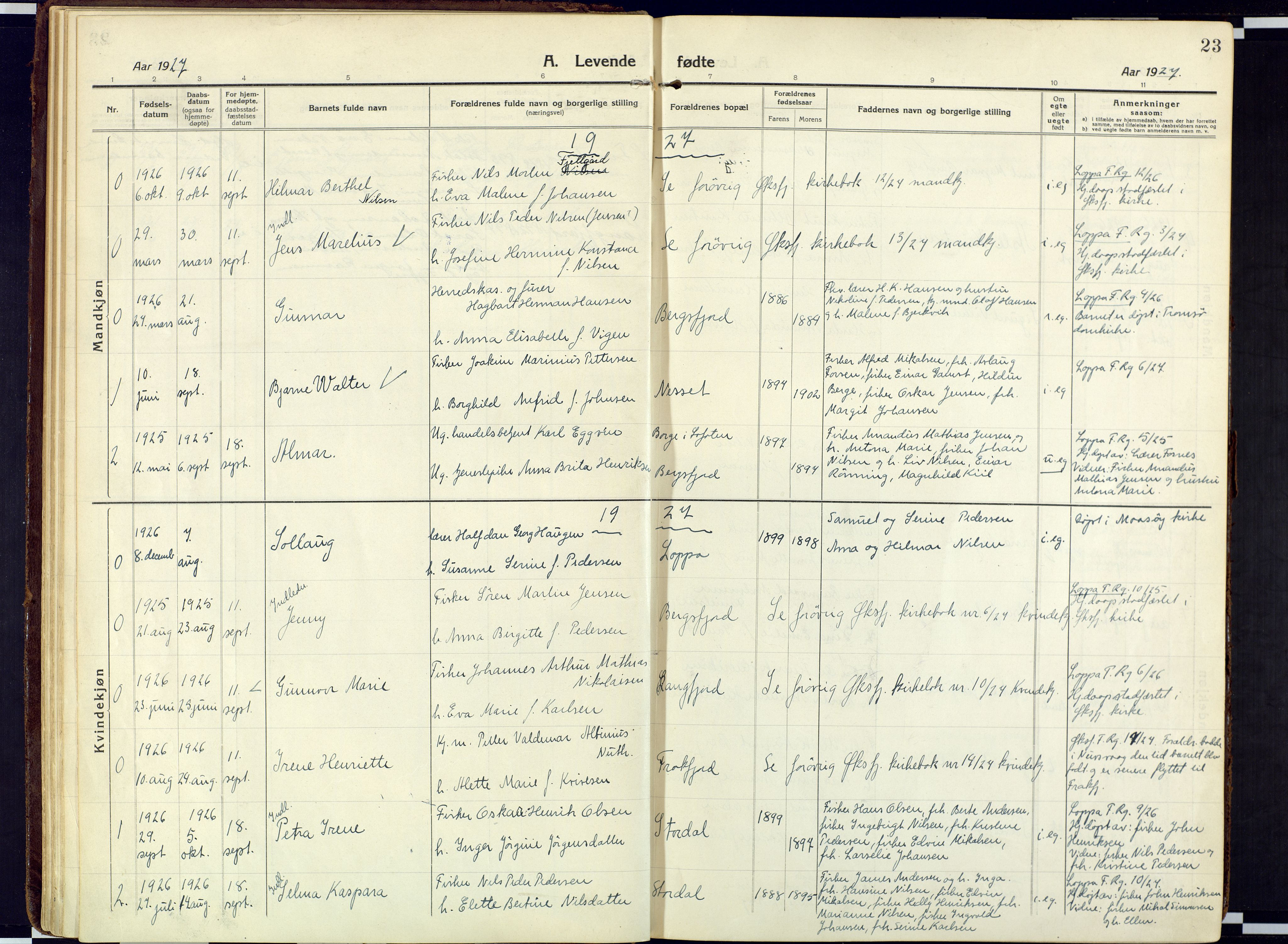Loppa sokneprestkontor, SATØ/S-1339/H/Ha/L0013kirke: Parish register (official) no. 13, 1920-1932, p. 23