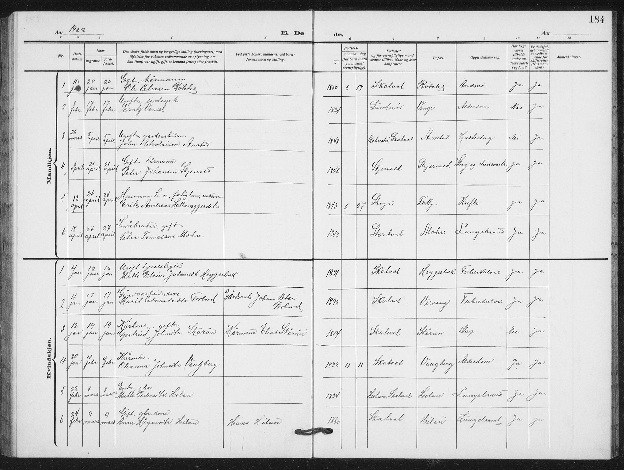 Ministerialprotokoller, klokkerbøker og fødselsregistre - Nord-Trøndelag, AV/SAT-A-1458/712/L0104: Parish register (copy) no. 712C02, 1917-1939, p. 184