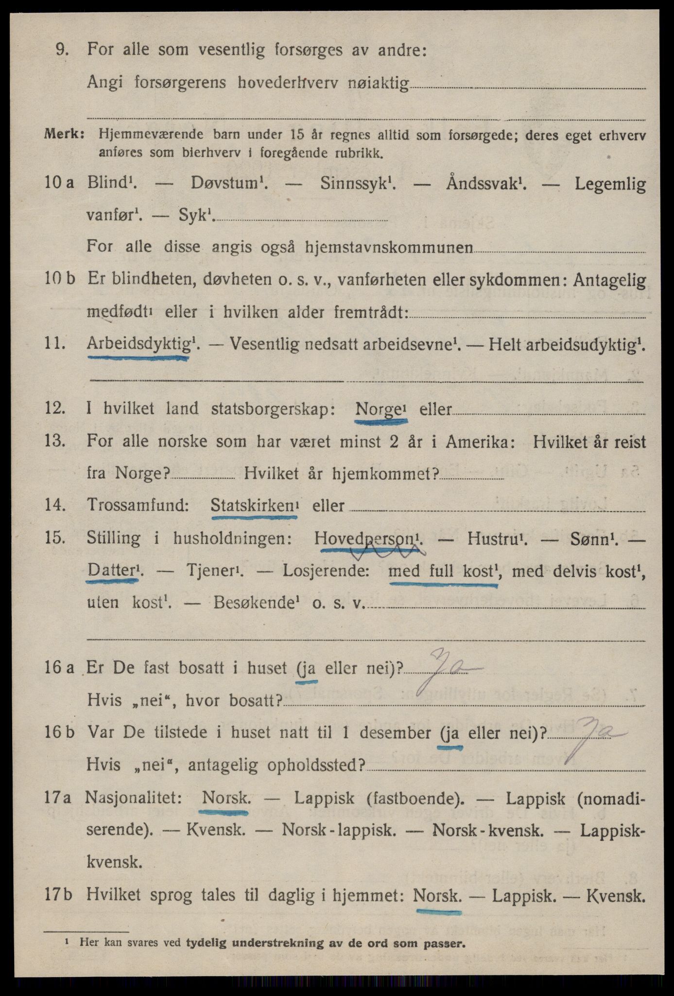 SAT, 1920 census for Ørland, 1920, p. 2468