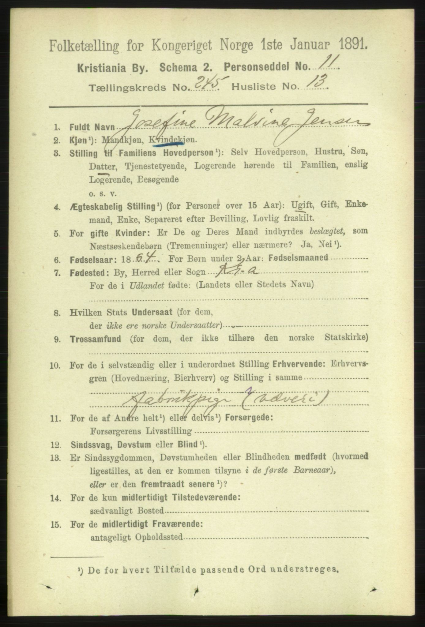 RA, 1891 census for 0301 Kristiania, 1891, p. 149744