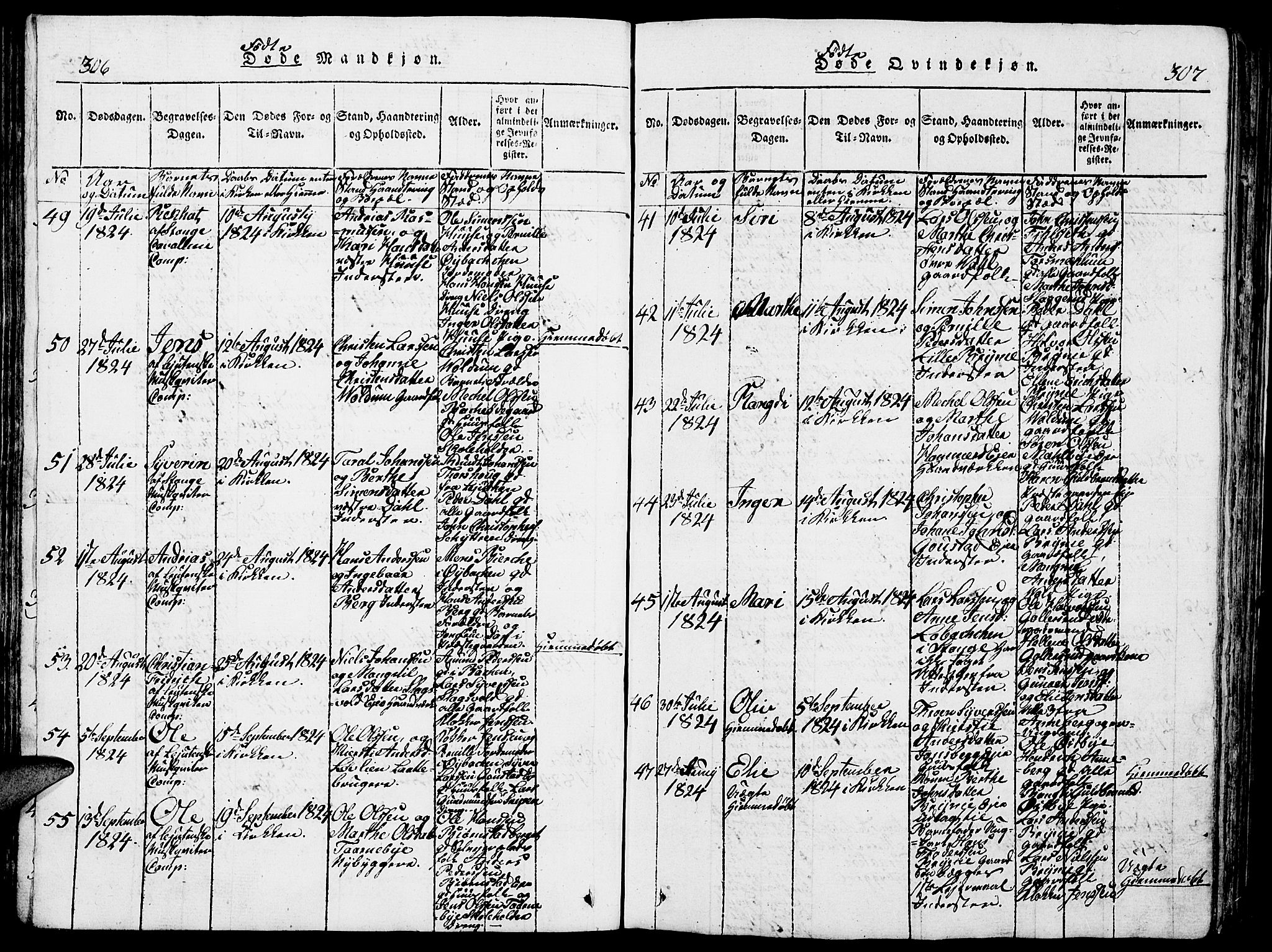 Romedal prestekontor, AV/SAH-PREST-004/L/L0005: Parish register (copy) no. 5, 1814-1829, p. 306-307