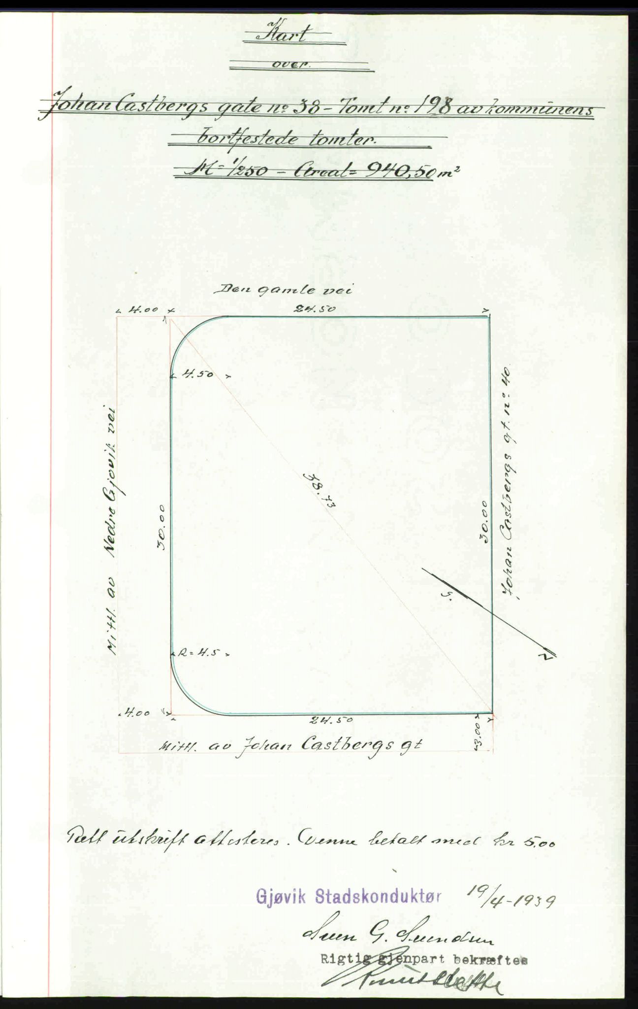 Toten tingrett, SAH/TING-006/H/Hb/Hbc/L0006: Mortgage book no. Hbc-06, 1939-1939, Diary no: : 1112/1939
