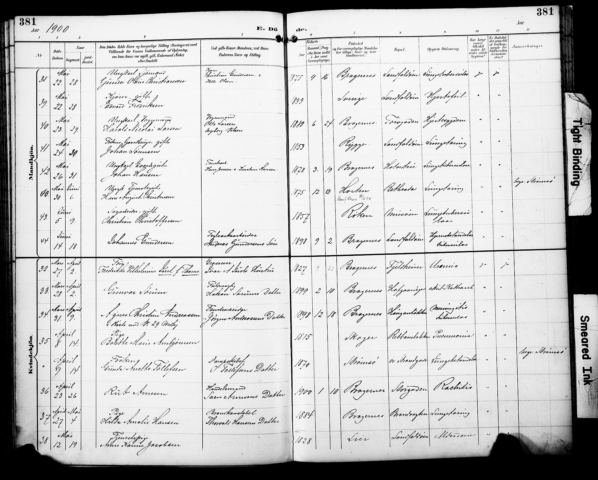 Bragernes kirkebøker, SAKO/A-6/F/Fb/L0008: Parish register (official) no. II 8, 1894-1902, p. 381
