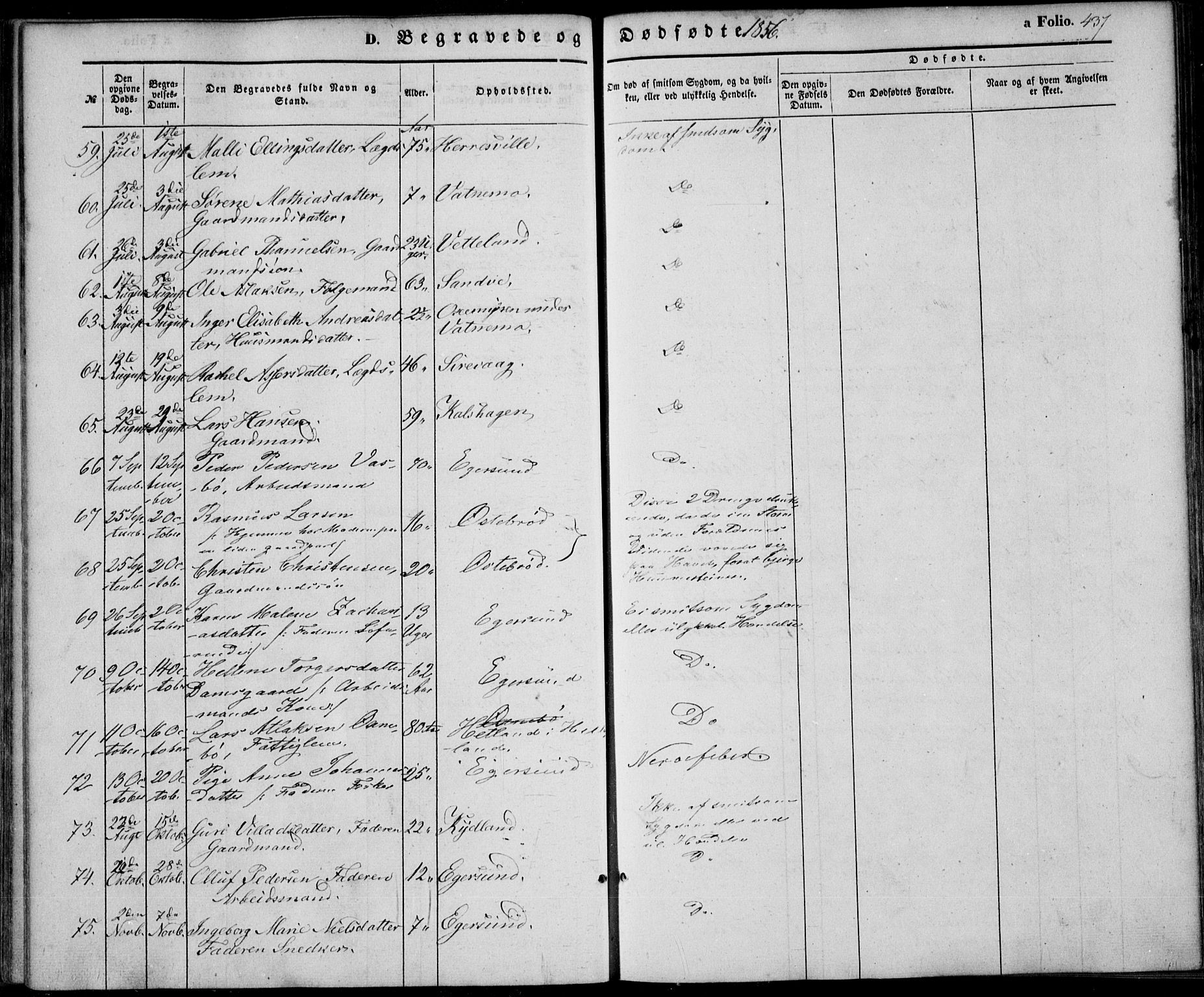 Eigersund sokneprestkontor, AV/SAST-A-101807/S08/L0013: Parish register (official) no. A 12.2, 1850-1865, p. 437