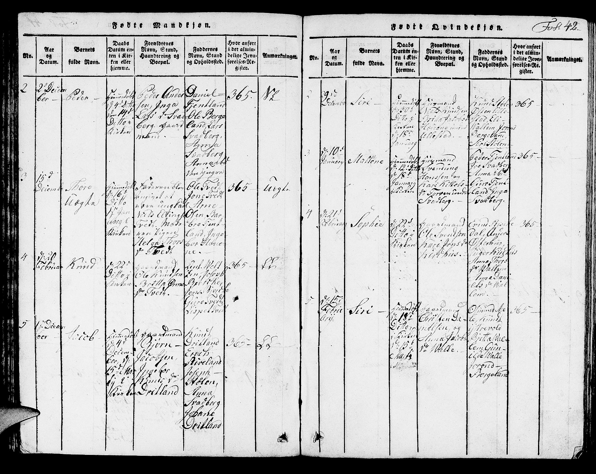 Hjelmeland sokneprestkontor, SAST/A-101843/01/V/L0002: Parish register (copy) no. B 2, 1816-1841, p. 42