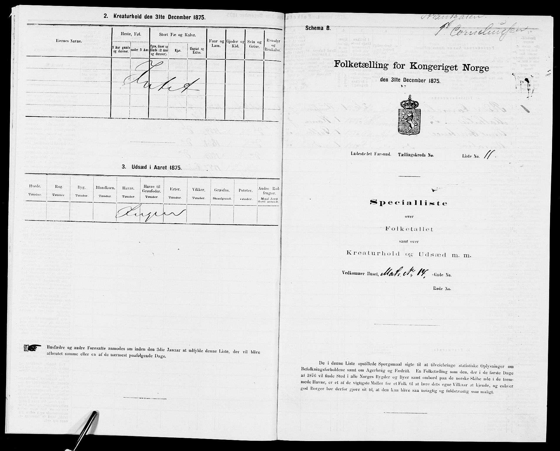 SAK, 1875 census for 1003B Vanse/Farsund, 1875, p. 28