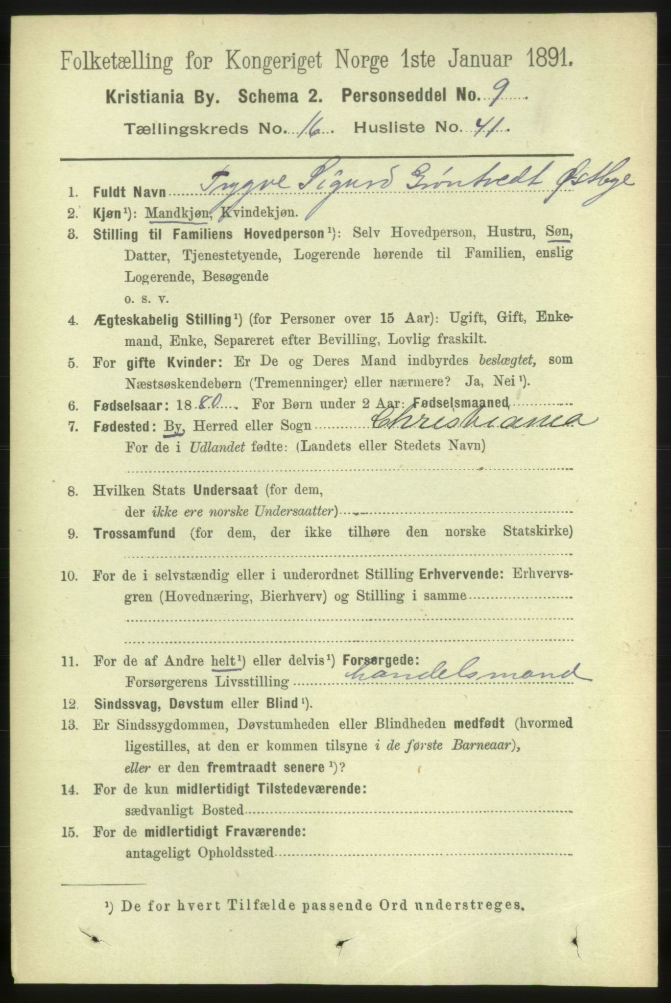 RA, 1891 census for 0301 Kristiania, 1891, p. 7997