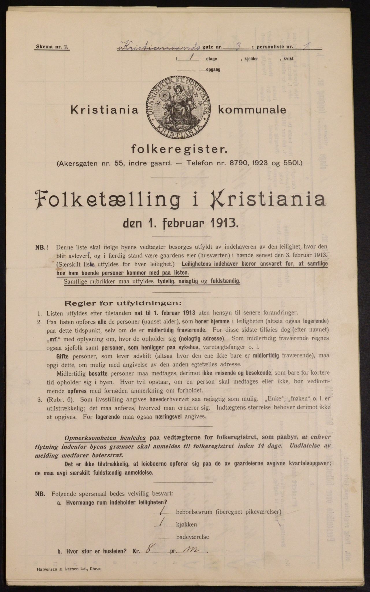 OBA, Municipal Census 1913 for Kristiania, 1913, p. 53950