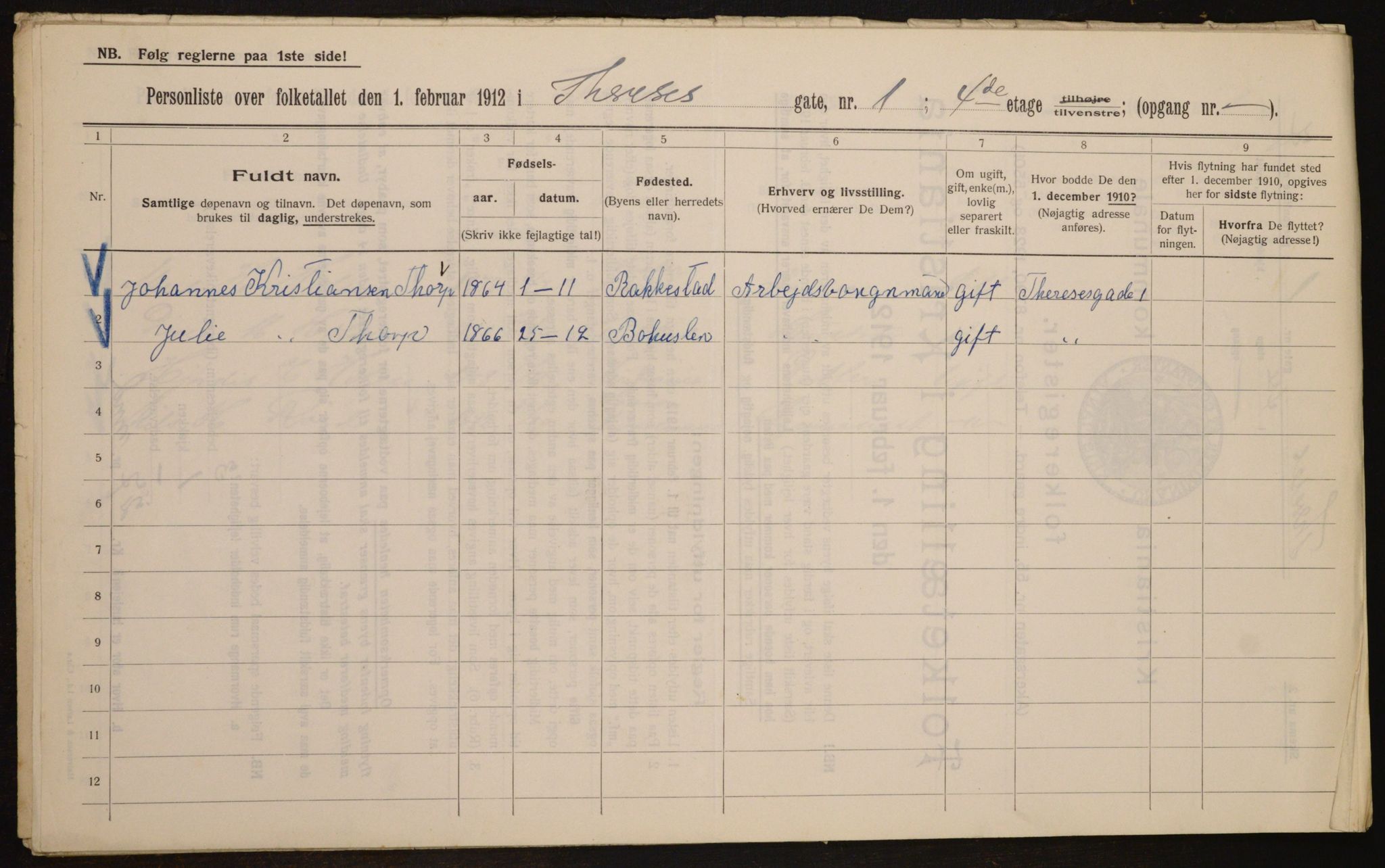 OBA, Municipal Census 1912 for Kristiania, 1912, p. 107741