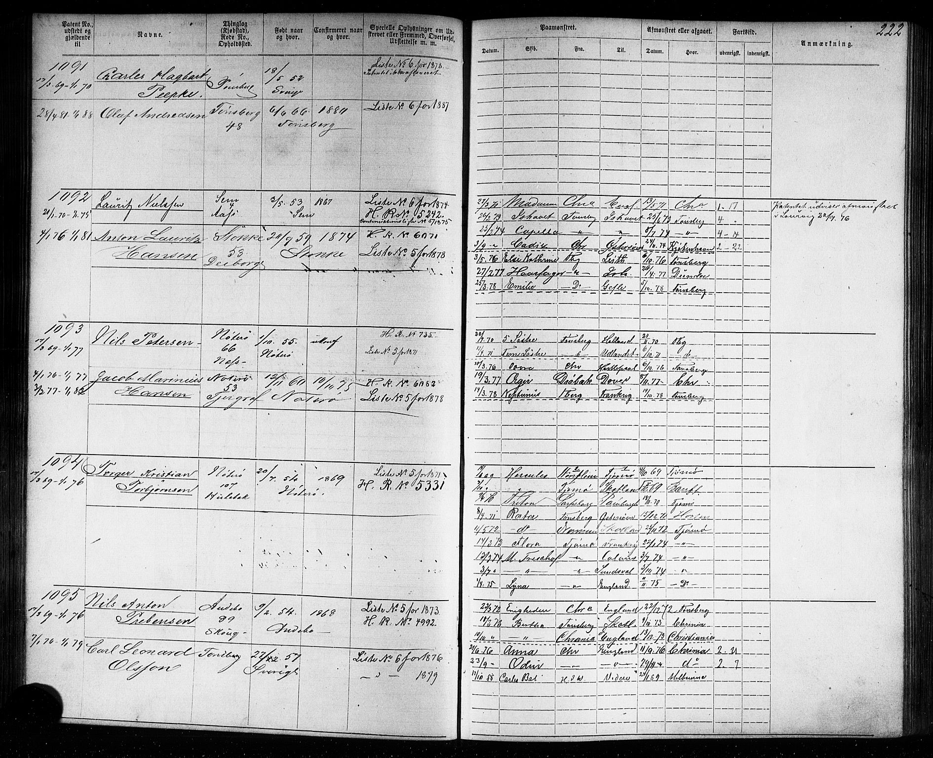 Tønsberg innrulleringskontor, SAKO/A-786/F/Fb/L0006: Annotasjonsrulle Patent nr. 1-2635, 1868-1877, p. 222