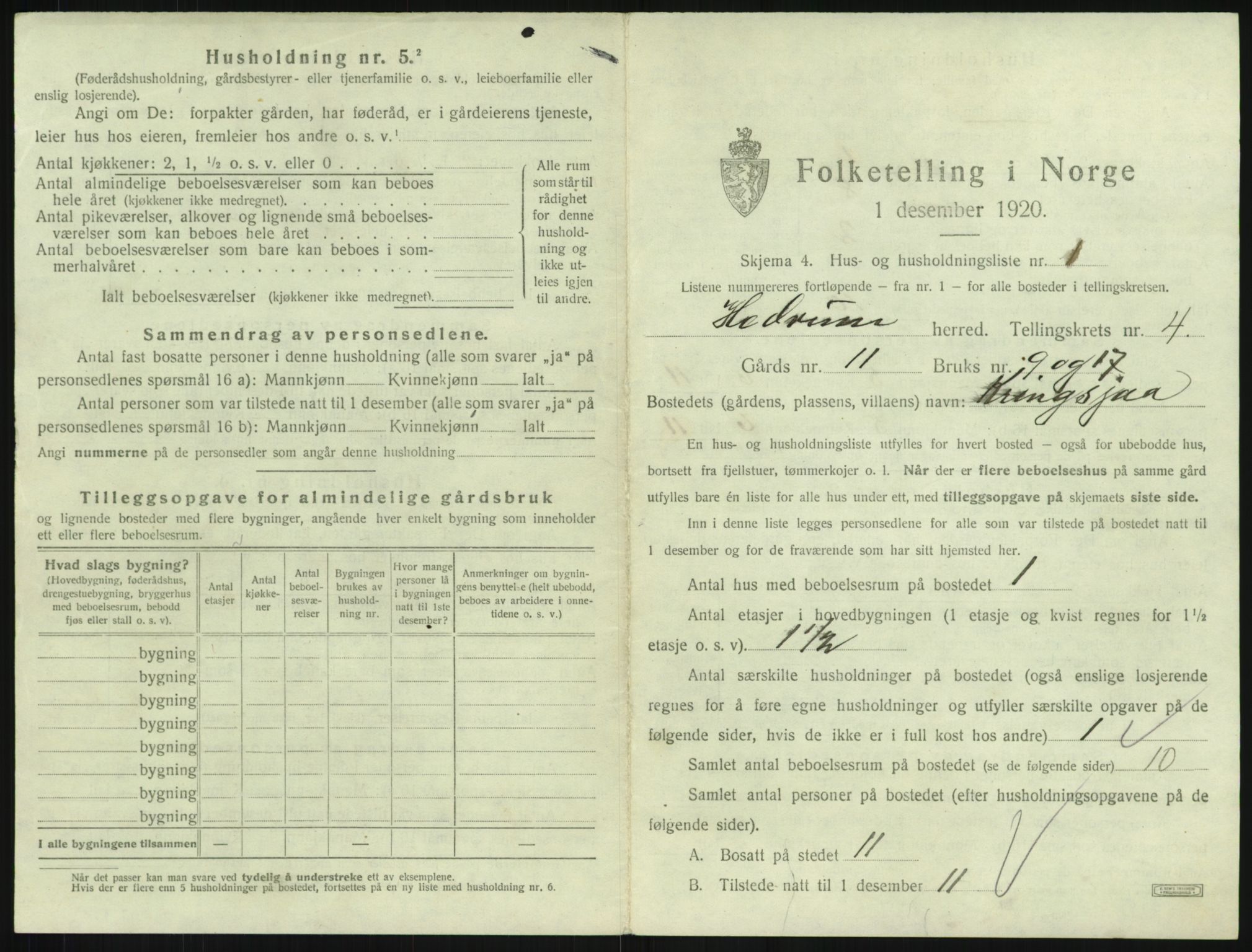 SAKO, 1920 census for Hedrum, 1920, p. 357