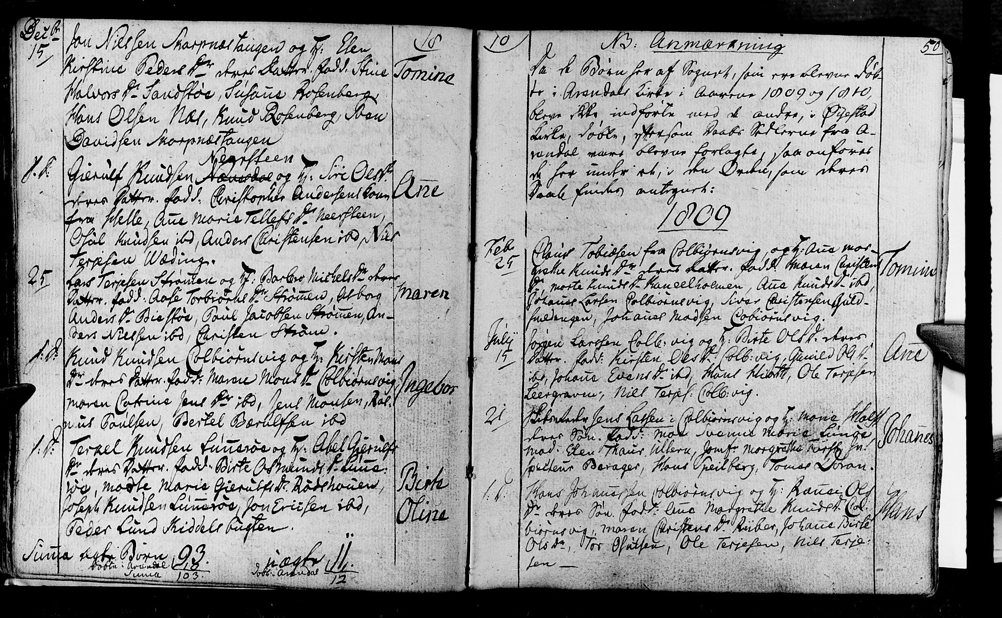 Øyestad sokneprestkontor, AV/SAK-1111-0049/F/Fa/L0011: Parish register (official) no. A 11, 1805-1824, p. 50