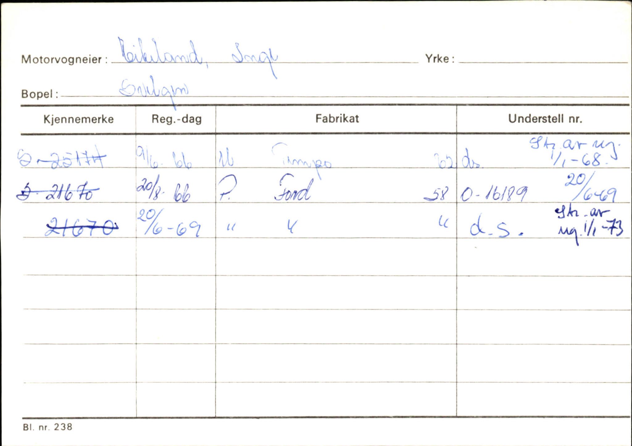 Statens vegvesen, Sogn og Fjordane vegkontor, SAB/A-5301/4/F/L0133: Eigarregister Bremanger A-Å. Gaular A-H, 1945-1975, p. 221