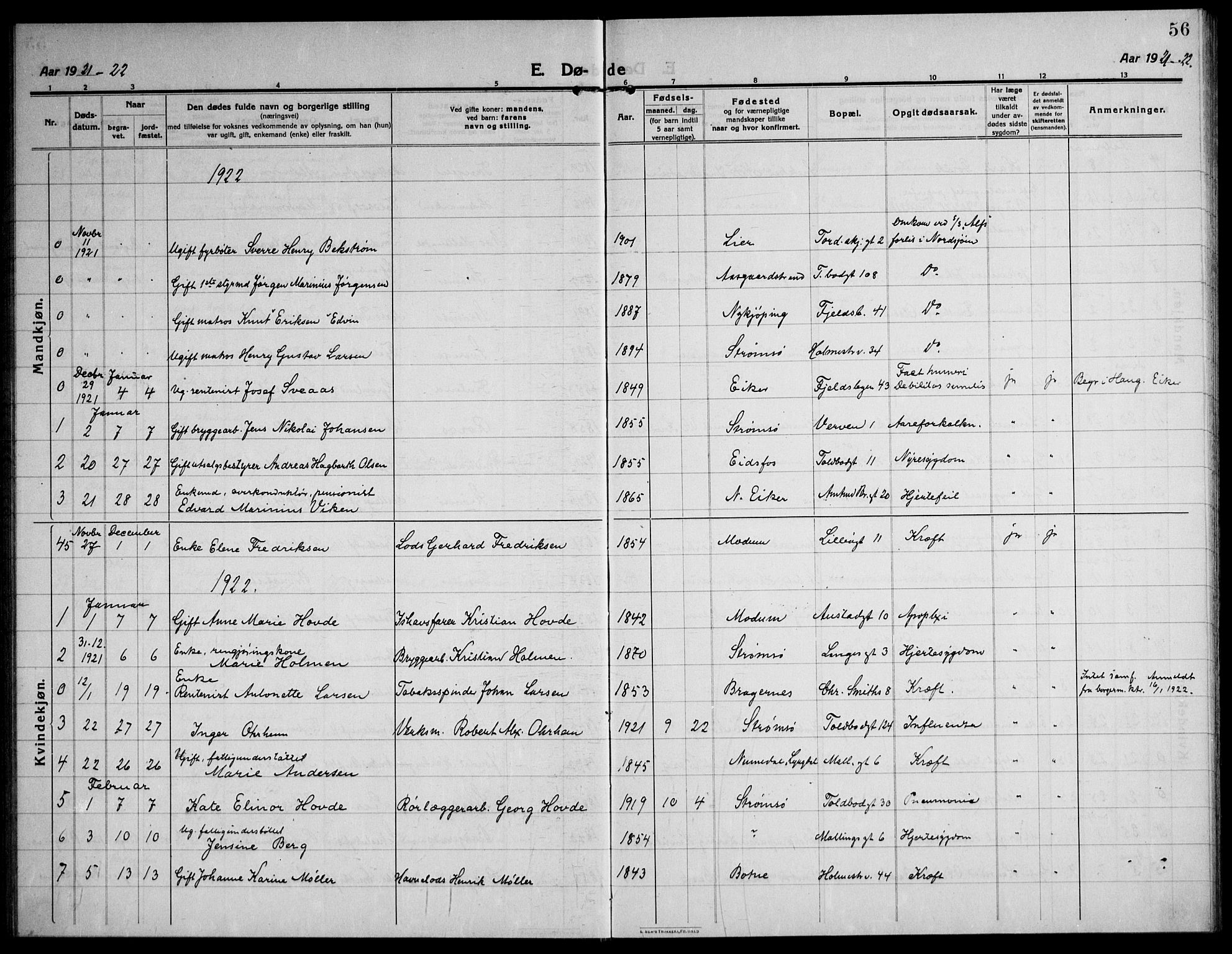 Strømsø kirkebøker, AV/SAKO-A-246/F/Fa/L0028: Parish register (official) no. I 29, 1914-1937, p. 56