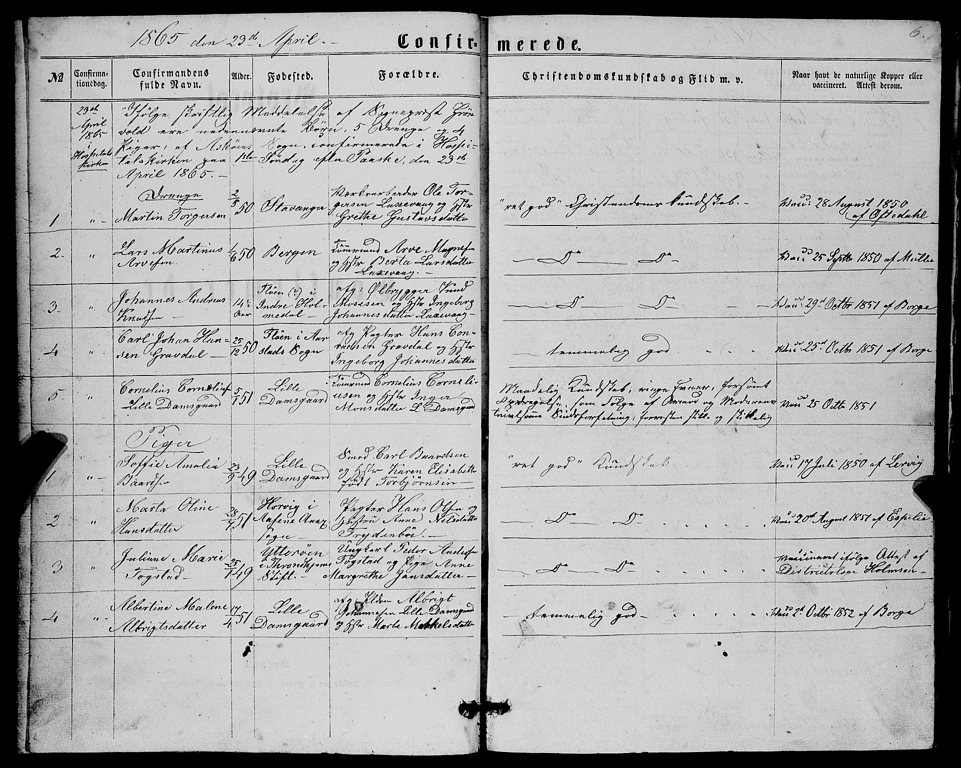 Askøy Sokneprestembete, SAB/A-74101/H/Ha/Hab/Haba/L0006: Parish register (copy) no. A 6, 1861-1881, p. 6