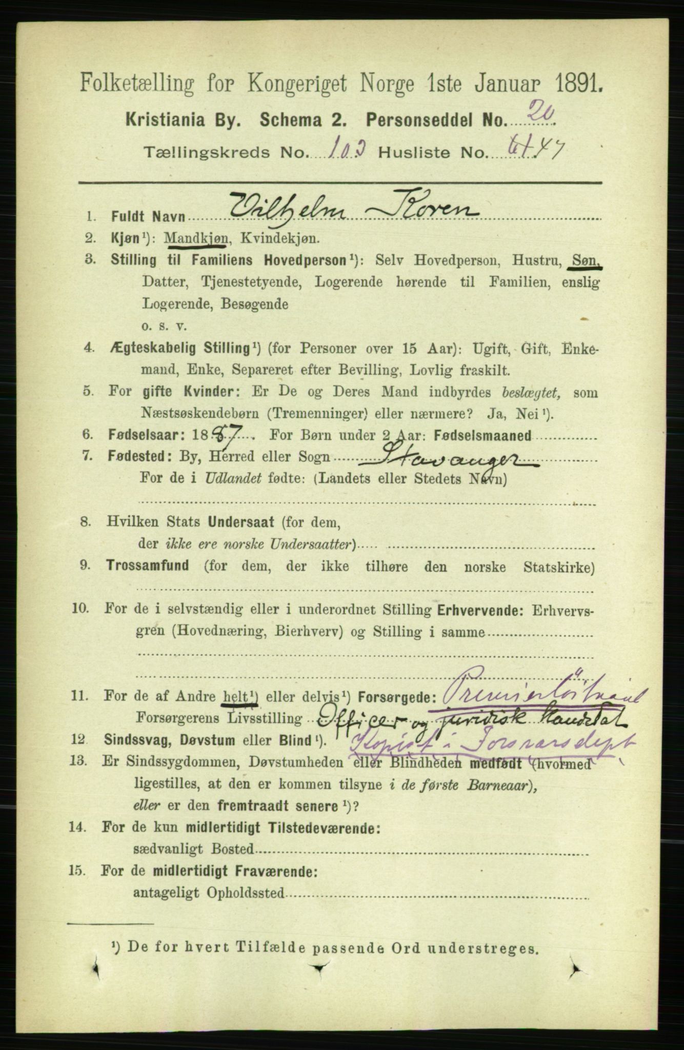 RA, 1891 census for 0301 Kristiania, 1891, p. 52131