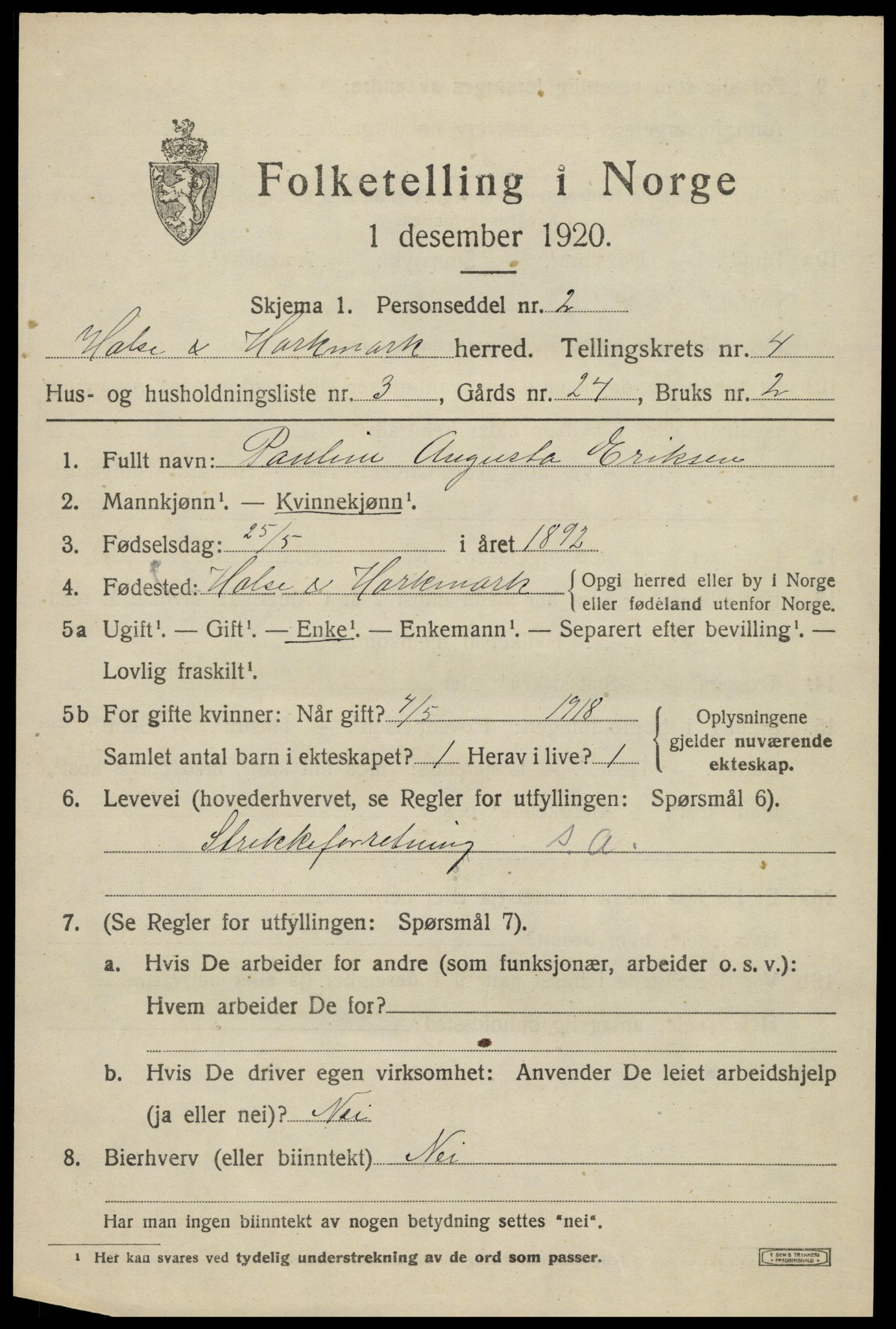 SAK, 1920 census for Halse og Harkmark, 1920, p. 2866