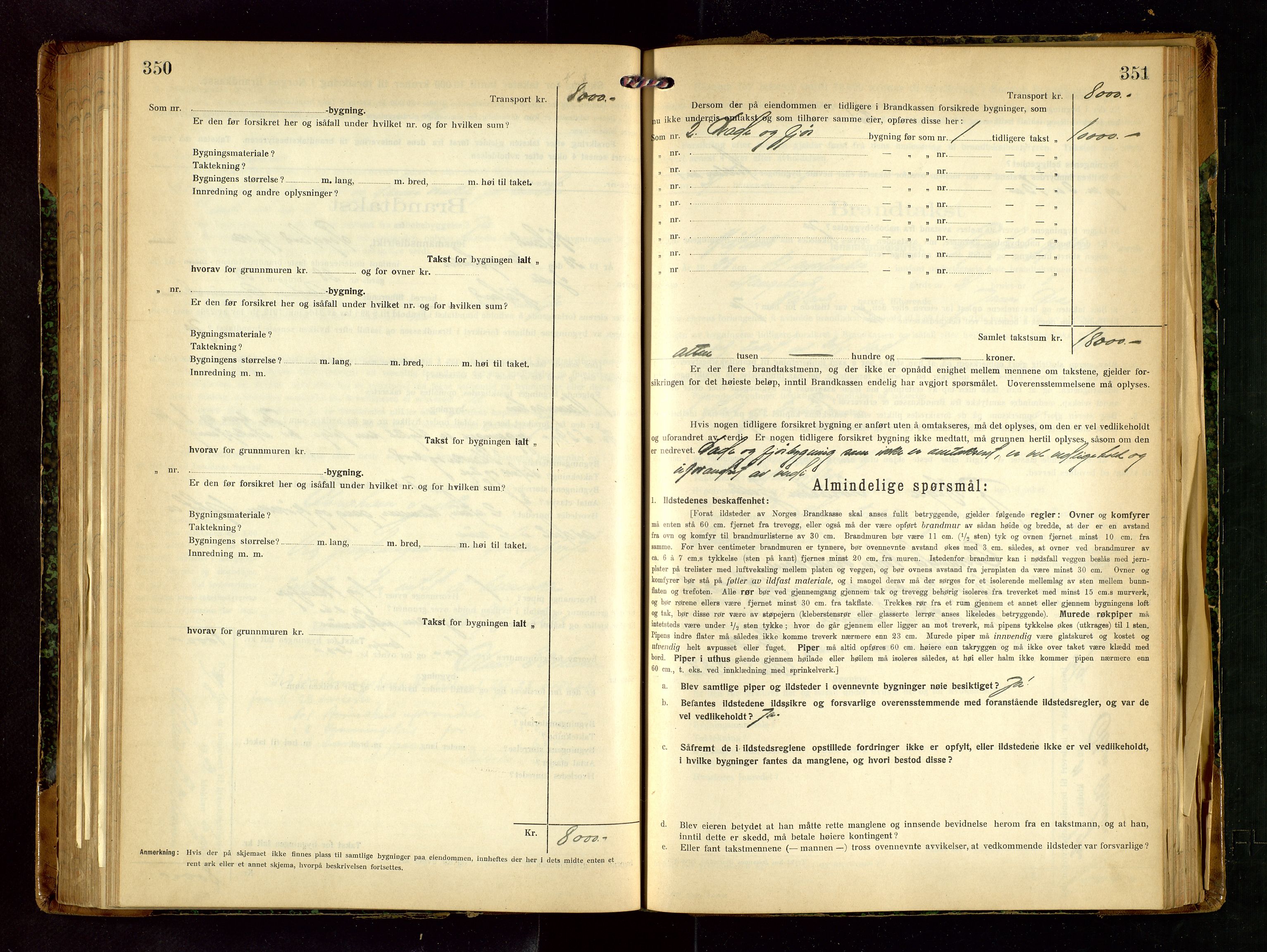 Håland lensmannskontor, AV/SAST-A-100100/Gob/L0007: Branntakstprotokoll - skjematakst. Register i boken., 1920-1925, p. 350-351