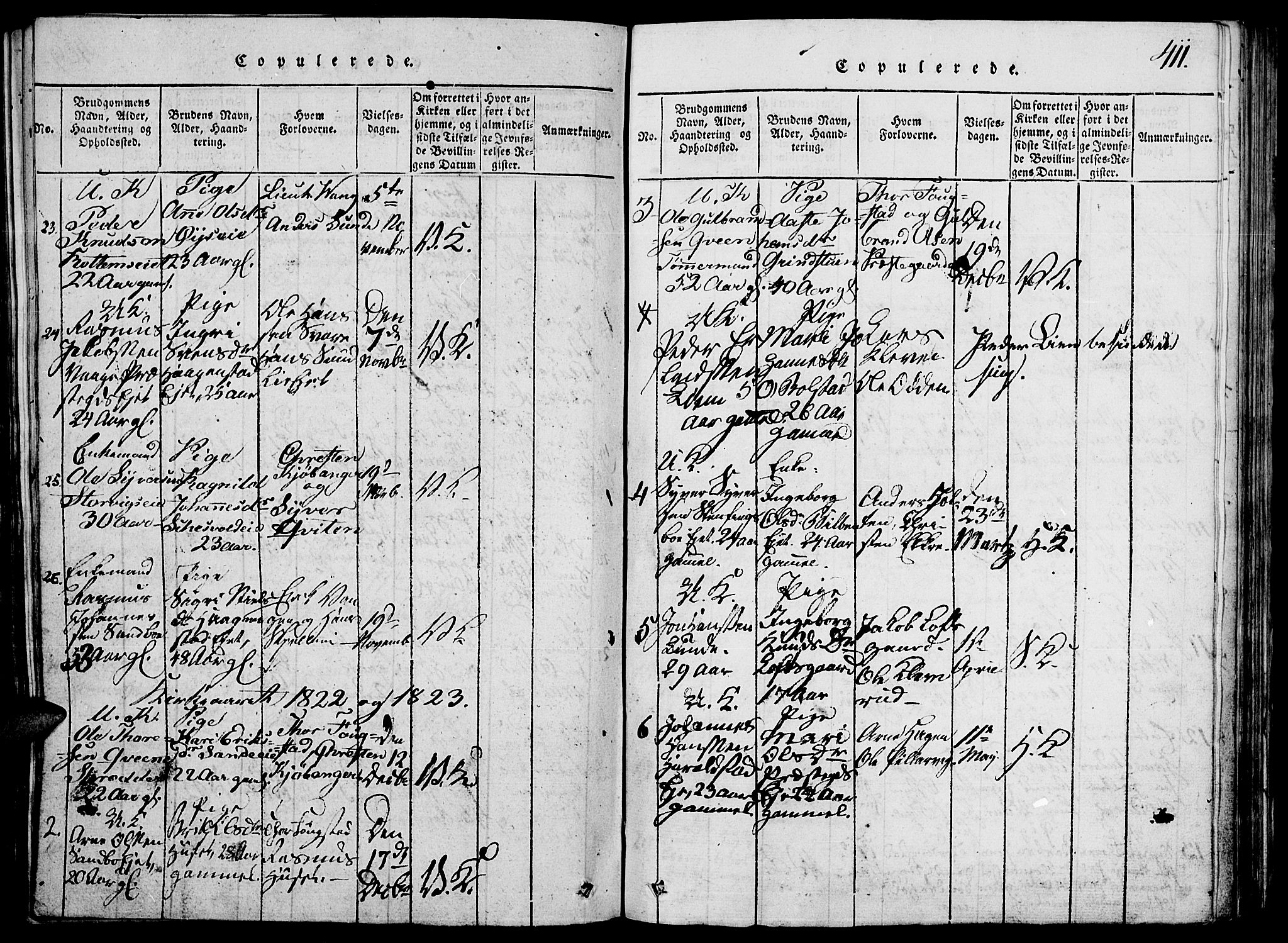 Vågå prestekontor, SAH/PREST-076/H/Ha/Hab/L0001: Parish register (copy) no. 1, 1815-1827, p. 410-411