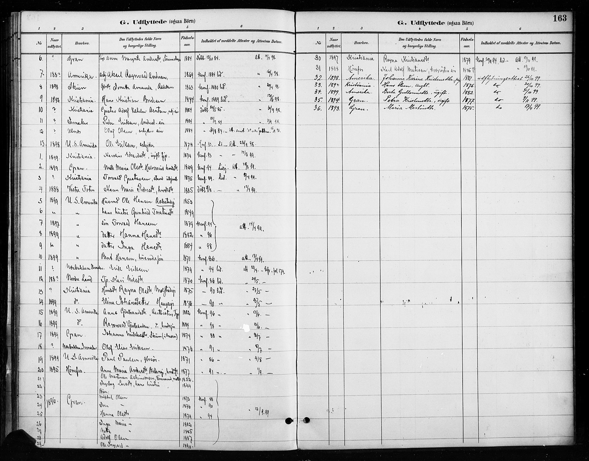 Gran prestekontor, SAH/PREST-112/H/Ha/Haa/L0018: Parish register (official) no. 18, 1889-1899, p. 163