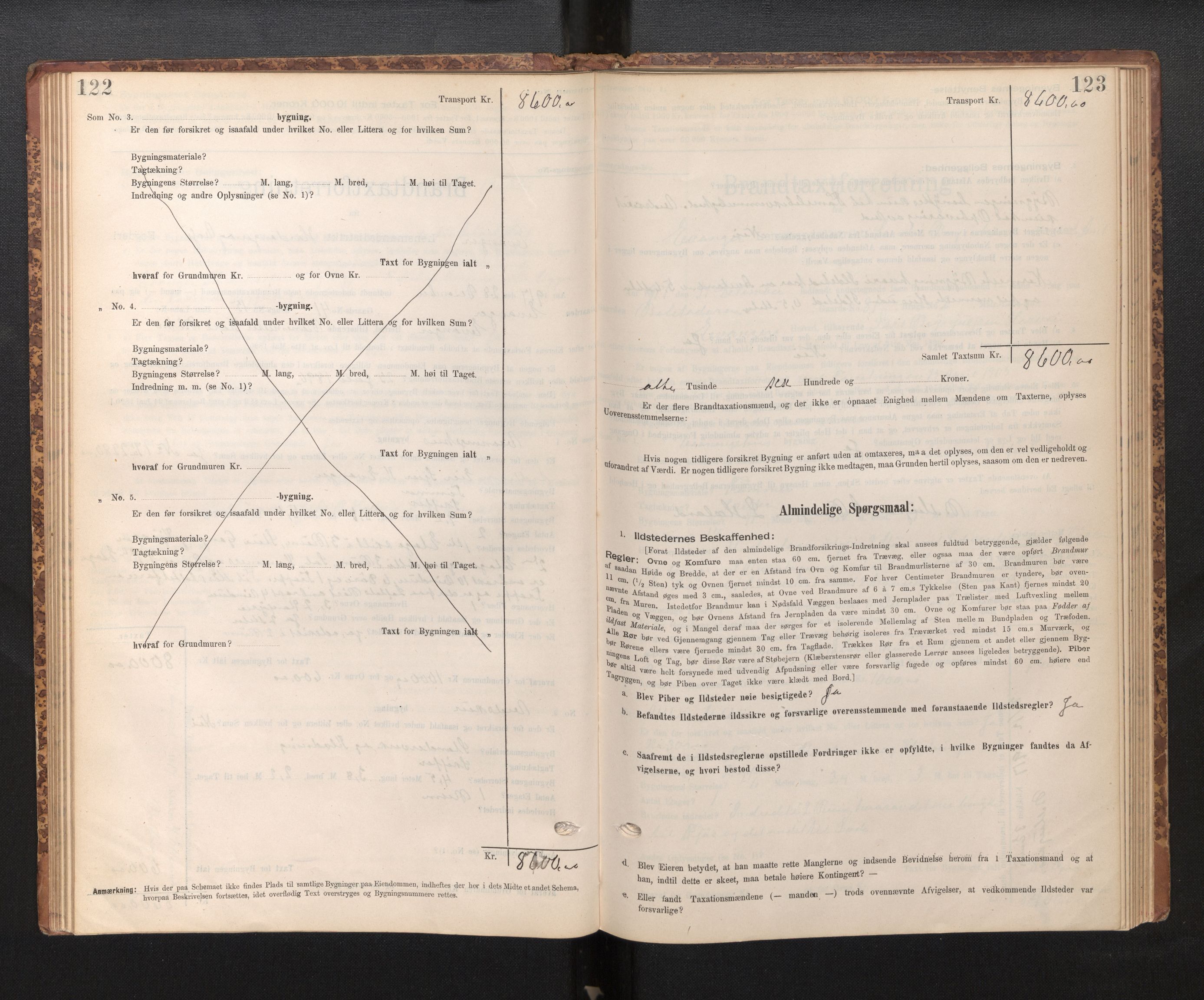 Lensmannen i Evanger, SAB/A-31701/0012/L0005: Branntakstprotokoll, skjematakst, 1895-1935, p. 122-123
