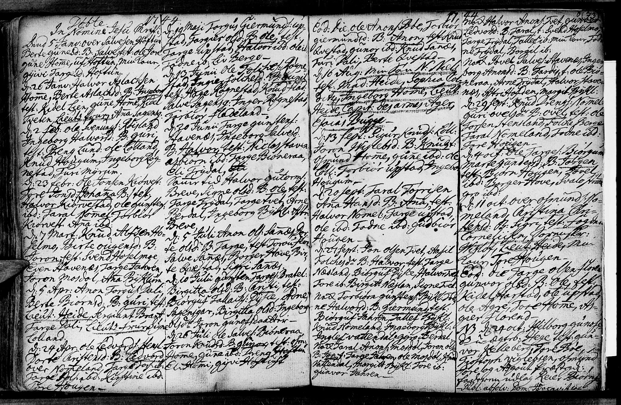 Valle sokneprestkontor, AV/SAK-1111-0044/F/Fa/Fac/L0001: Parish register (official) no. A 1, 1714-1745, p. 73