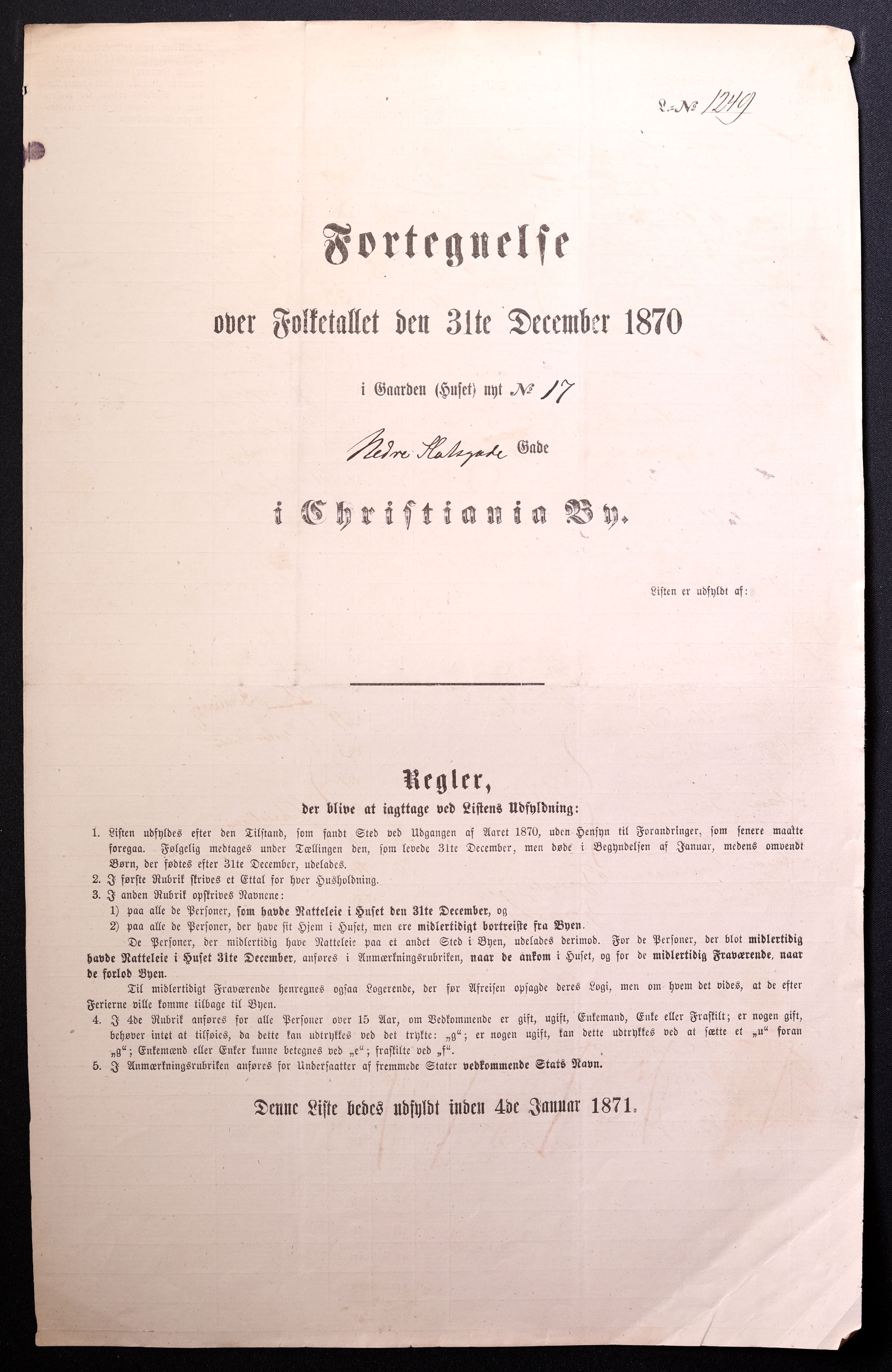 RA, 1870 census for 0301 Kristiania, 1870, p. 2508