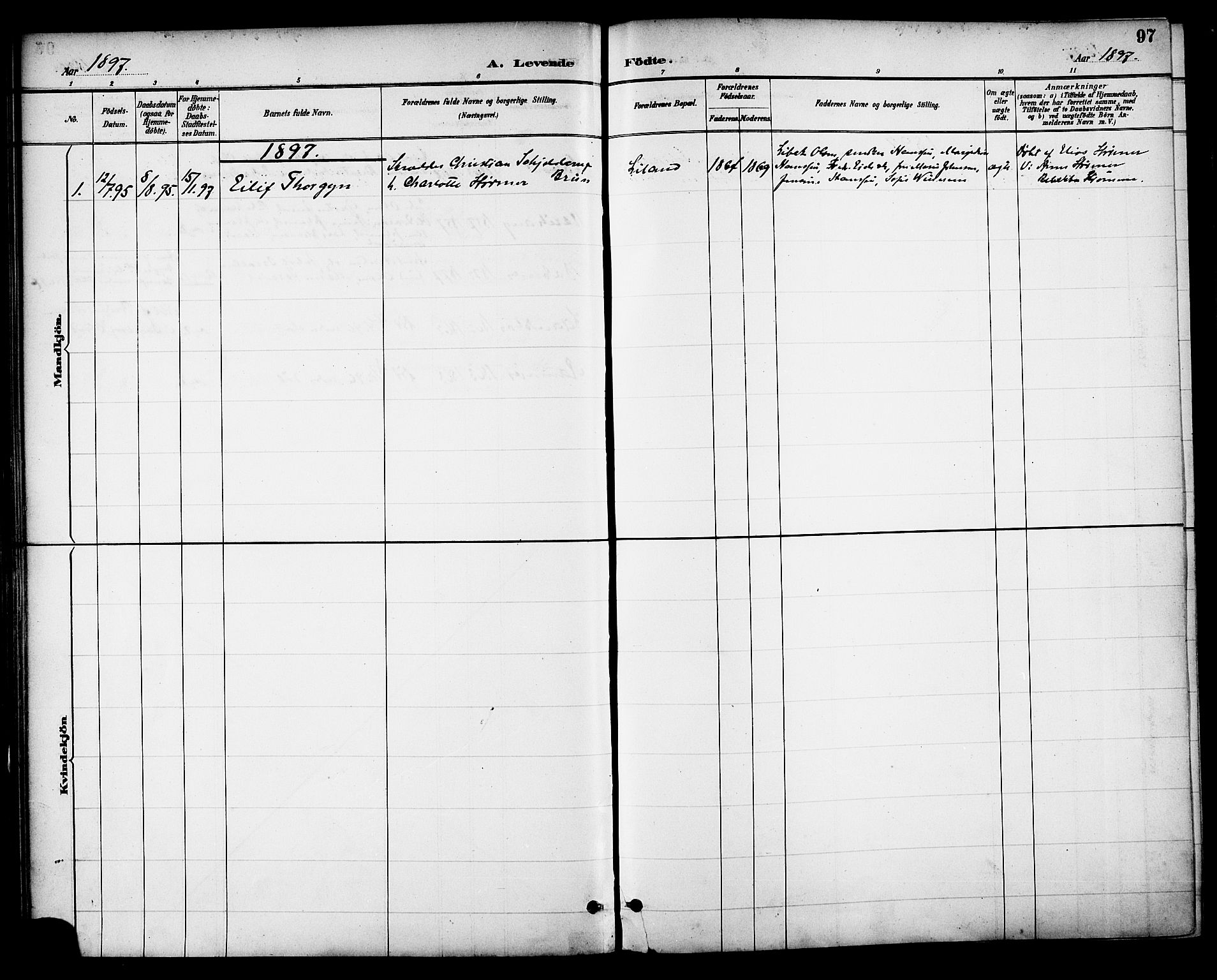 Ministerialprotokoller, klokkerbøker og fødselsregistre - Nordland, SAT/A-1459/863/L0898: Parish register (official) no. 863A10, 1886-1897, p. 97