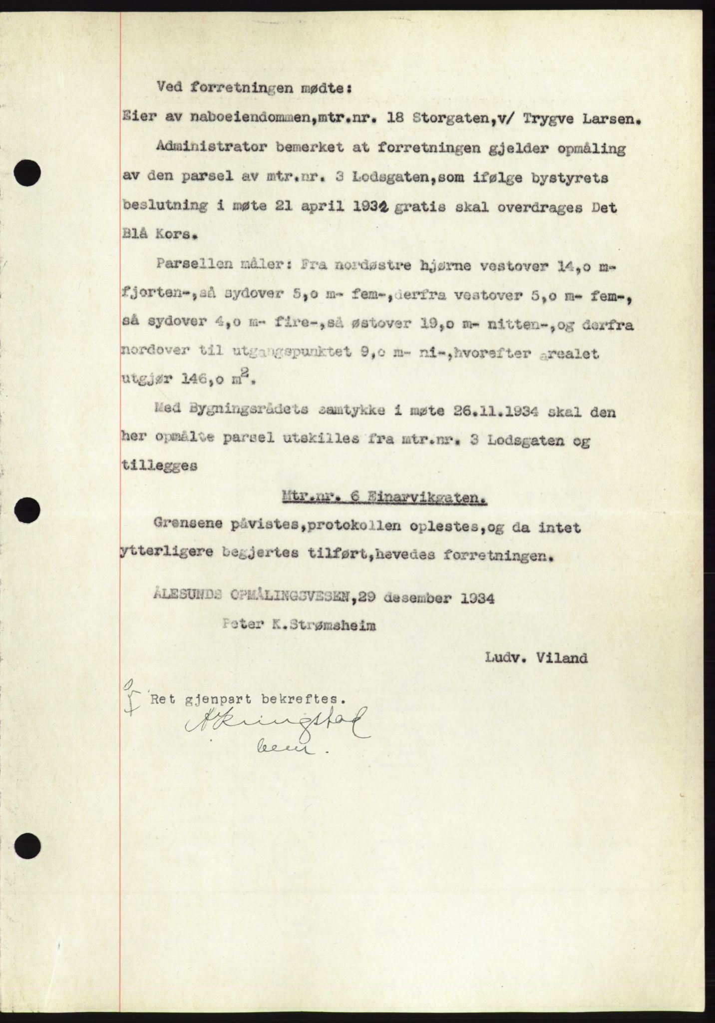 Ålesund byfogd, AV/SAT-A-4384: Mortgage book no. 32, 1934-1935, Deed date: 22.01.1935