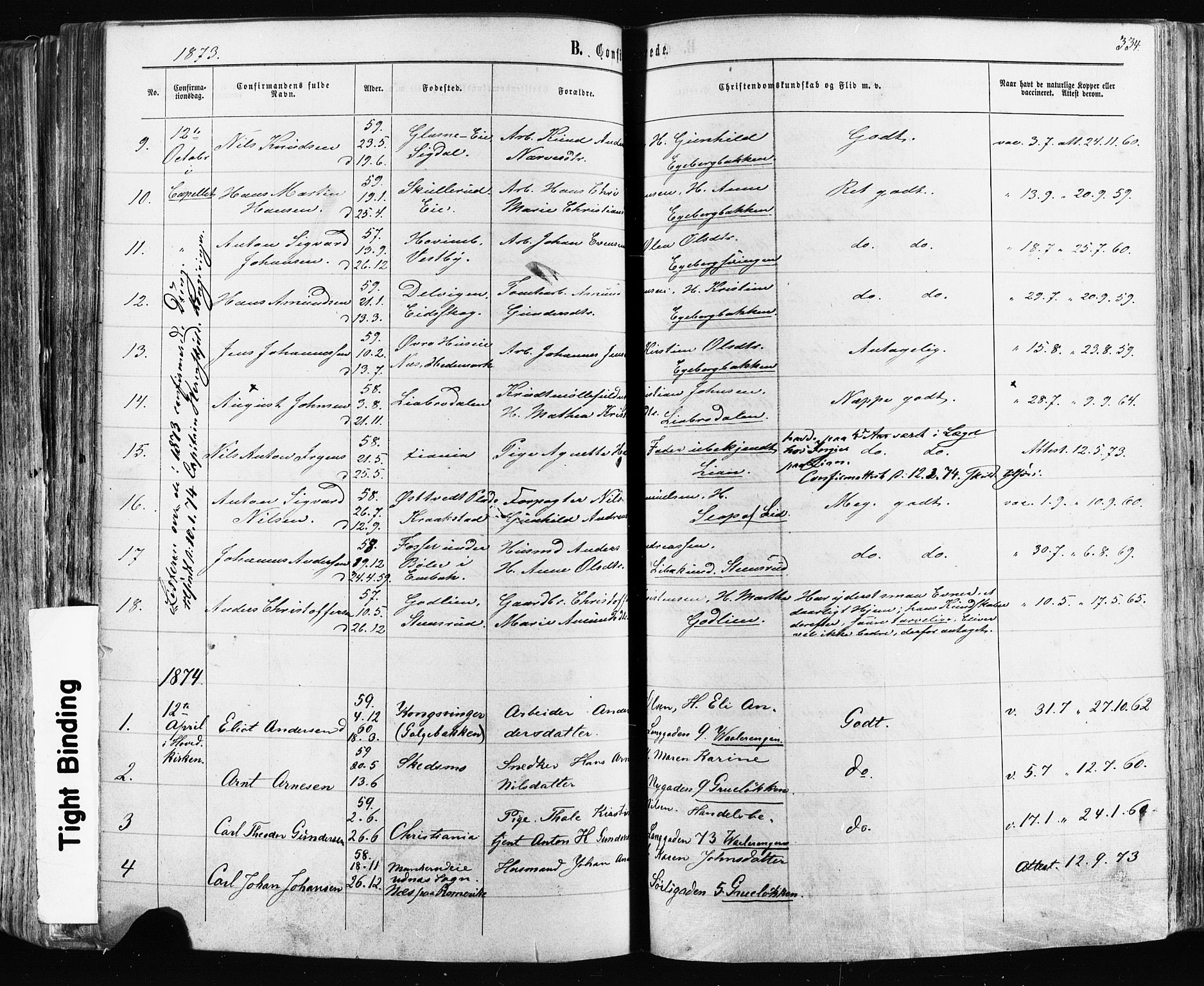 Østre Aker prestekontor Kirkebøker, SAO/A-10840/F/Fa/L0003: Parish register (official) no. I 3, 1869-1875, p. 334