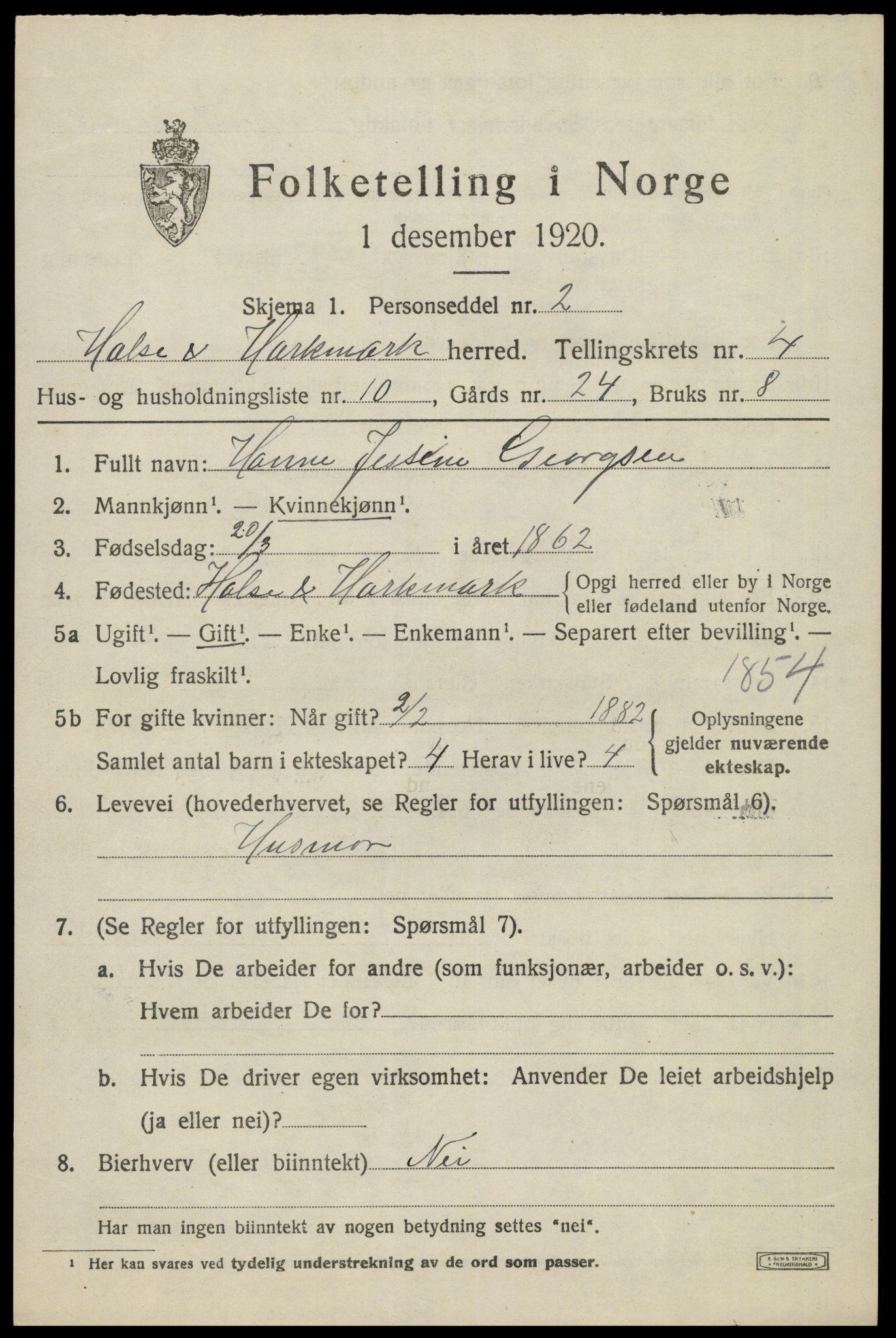 SAK, 1920 census for Halse og Harkmark, 1920, p. 2940