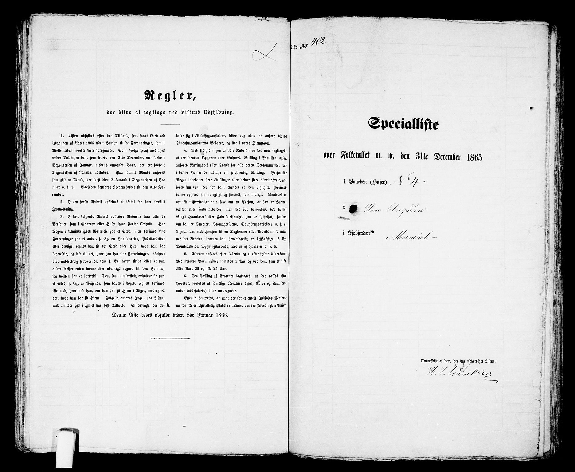 RA, 1865 census for Mandal/Mandal, 1865, p. 812