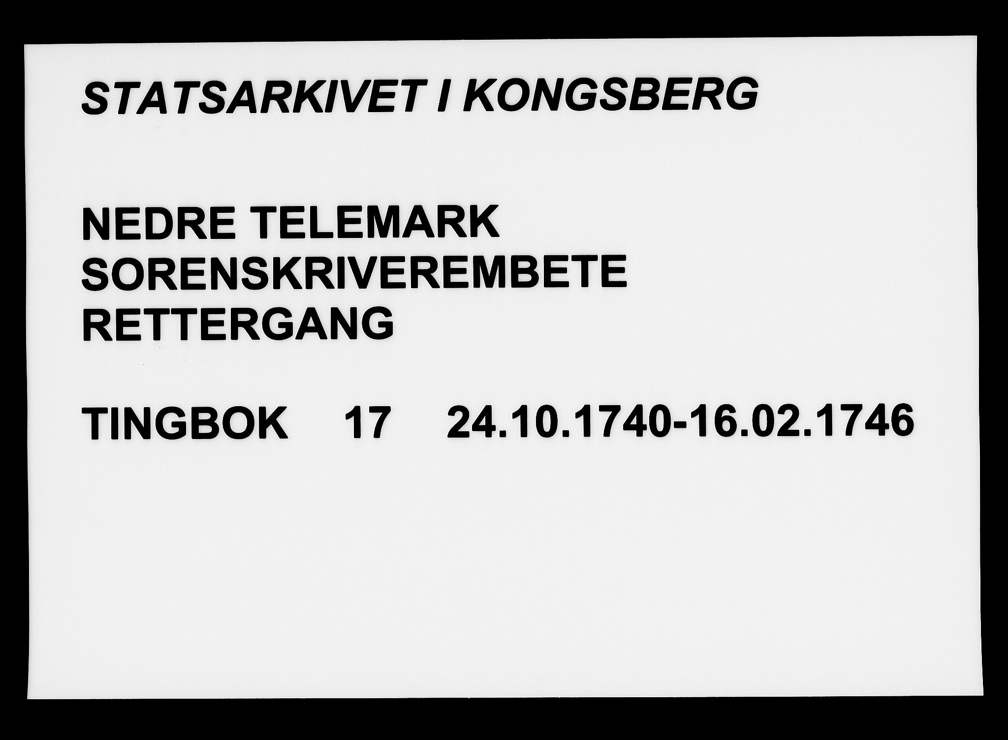 Nedre Telemark sorenskriveri, SAKO/A-135/F/Fa/L0017: Tingbok, 1740-1746