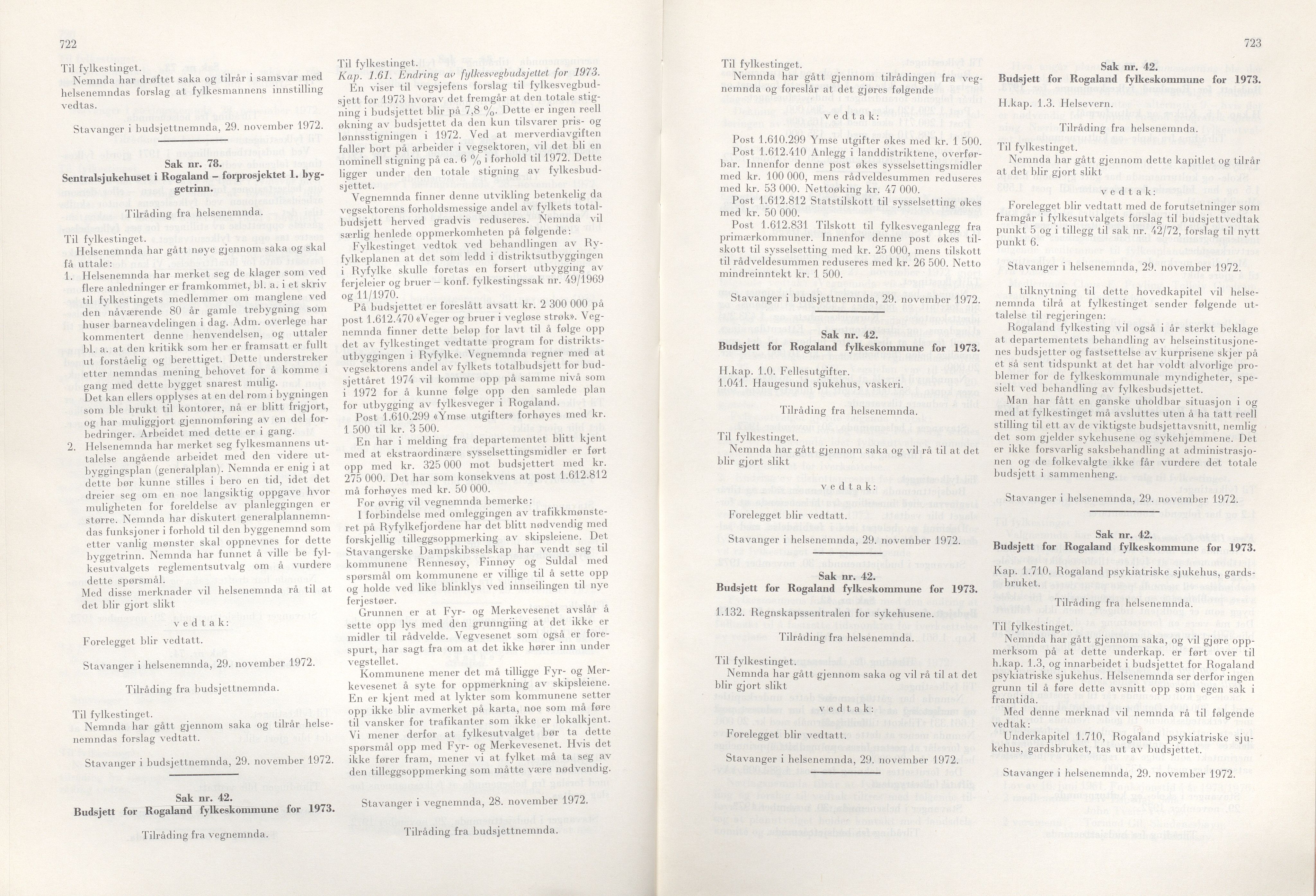 Rogaland fylkeskommune - Fylkesrådmannen , IKAR/A-900/A/Aa/Aaa/L0092: Møtebok , 1972, p. 722-723