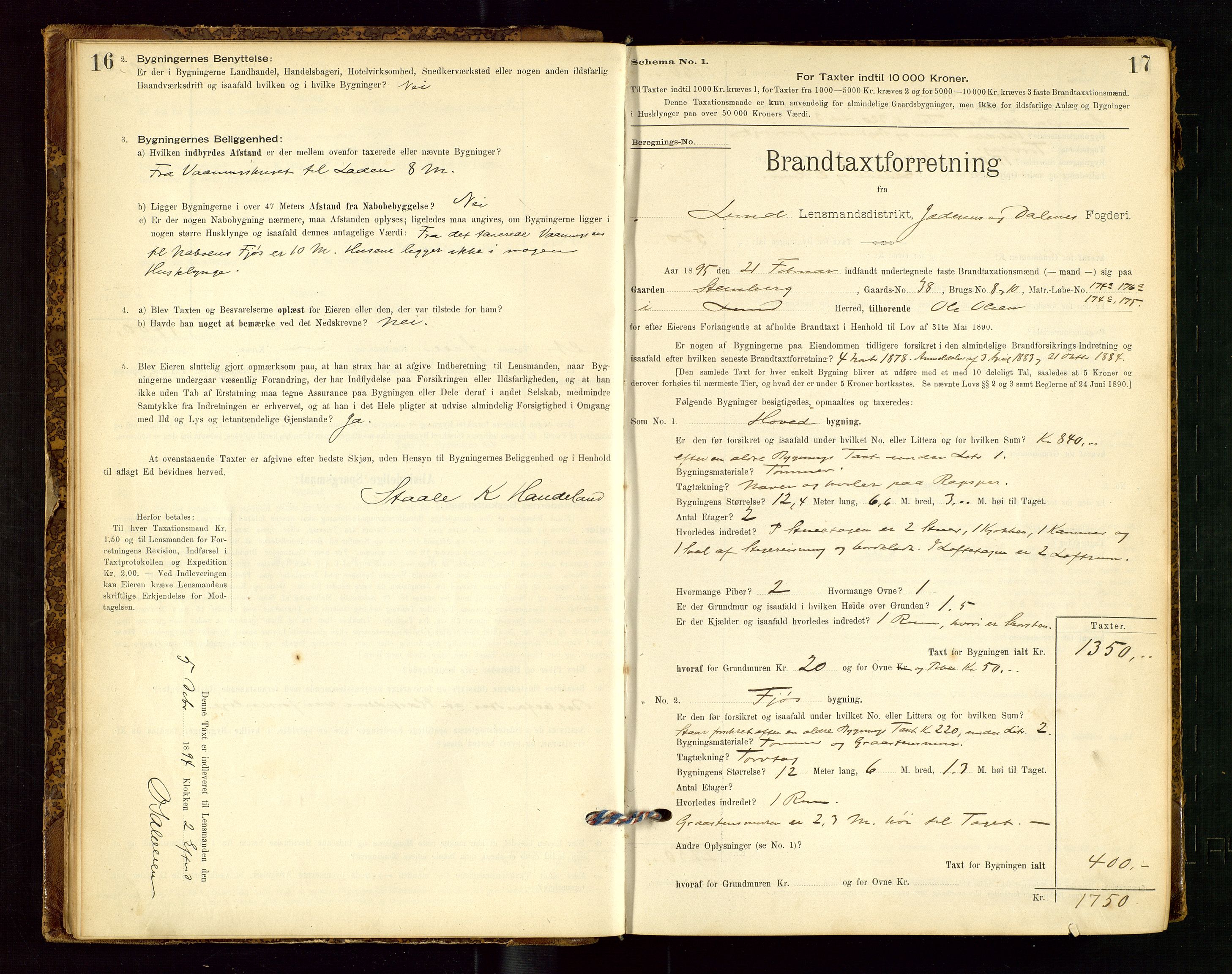 Lund lensmannskontor, SAST/A-100303/Gob/L0001: "Brandtakstprotokol", 1894-1907, p. 16-17